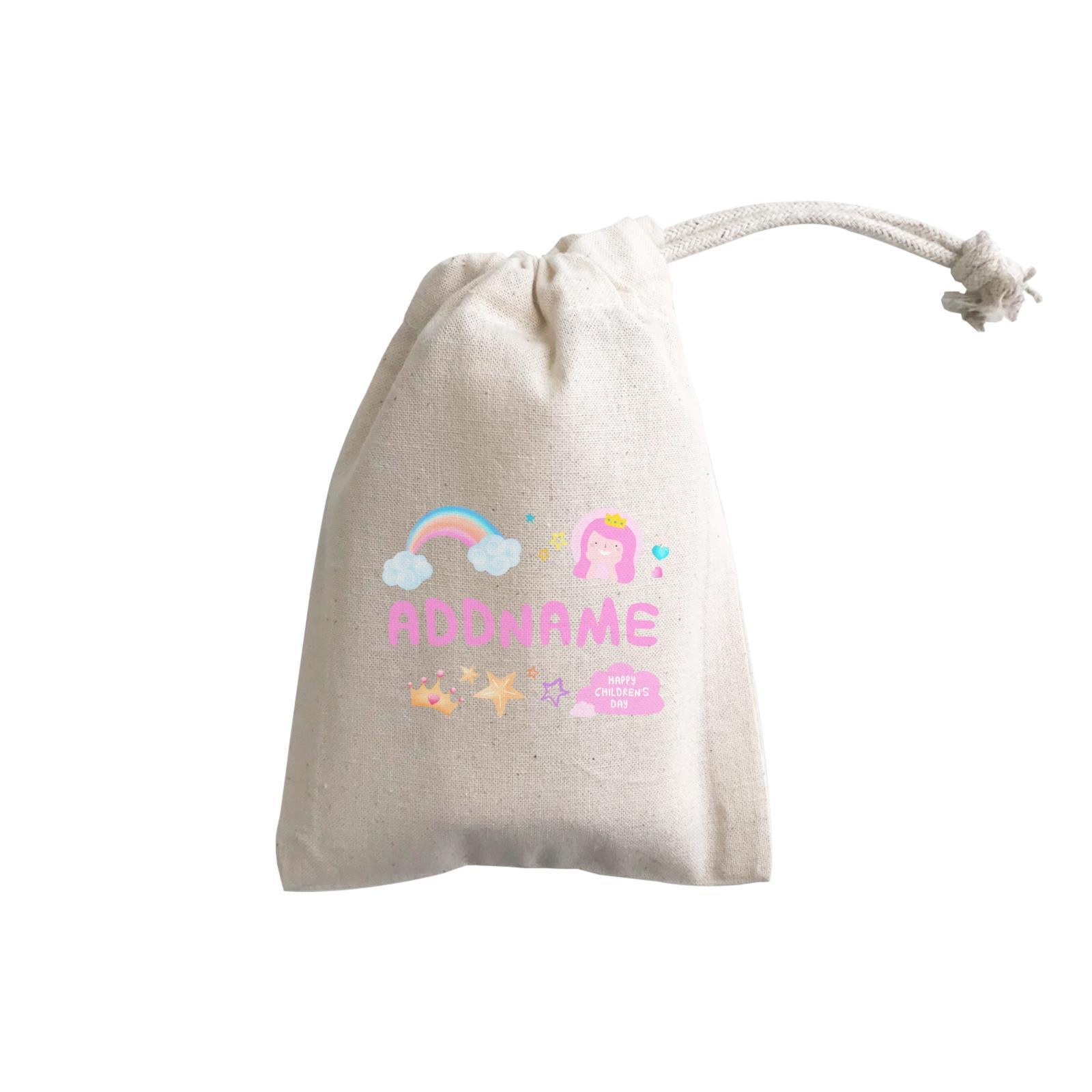 Children's Day Gift Series Cute Pink Girl Princess Rainbow Addname  Gift Pouch