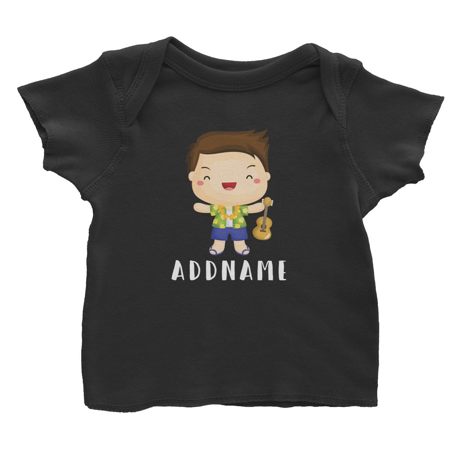 Birthday-Hawaii-Boy-Taking-Ukelele-Addname Baby T-Shirt