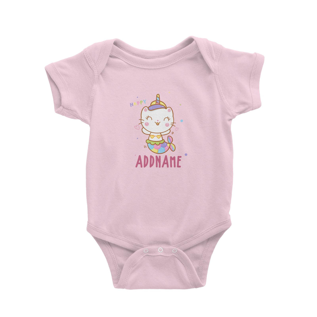 Unicorn And Princess Series Cute Happy Cat Mermaid Addname Baby Romper