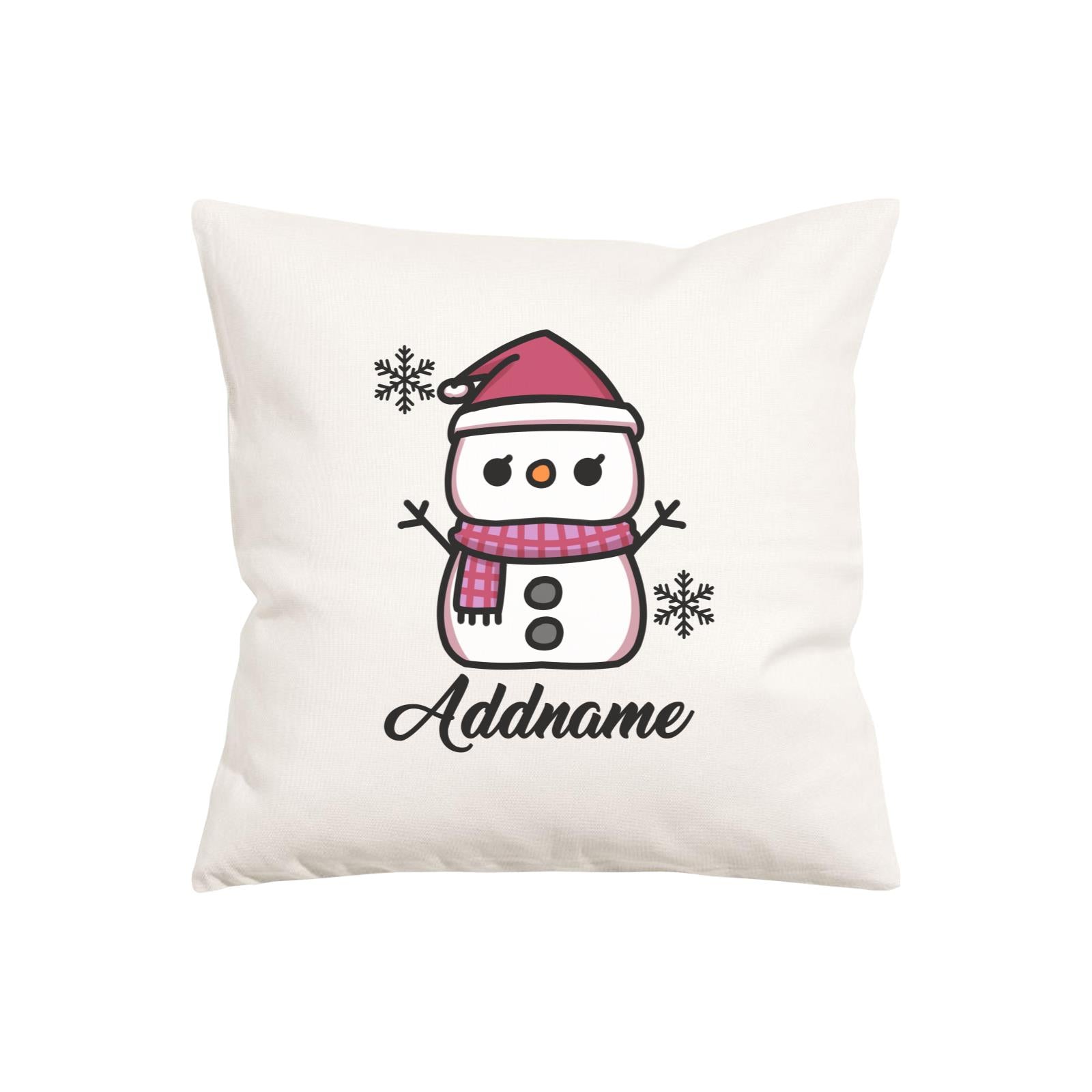 Xmas Little Girl Snowman Pillow Pillow Cushion
