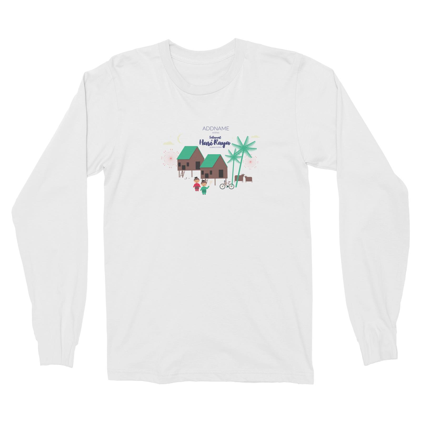Wishes Selamat Hari Raya Long Sleeve Unisex T-Shirt  Personalizable Designs Kampung