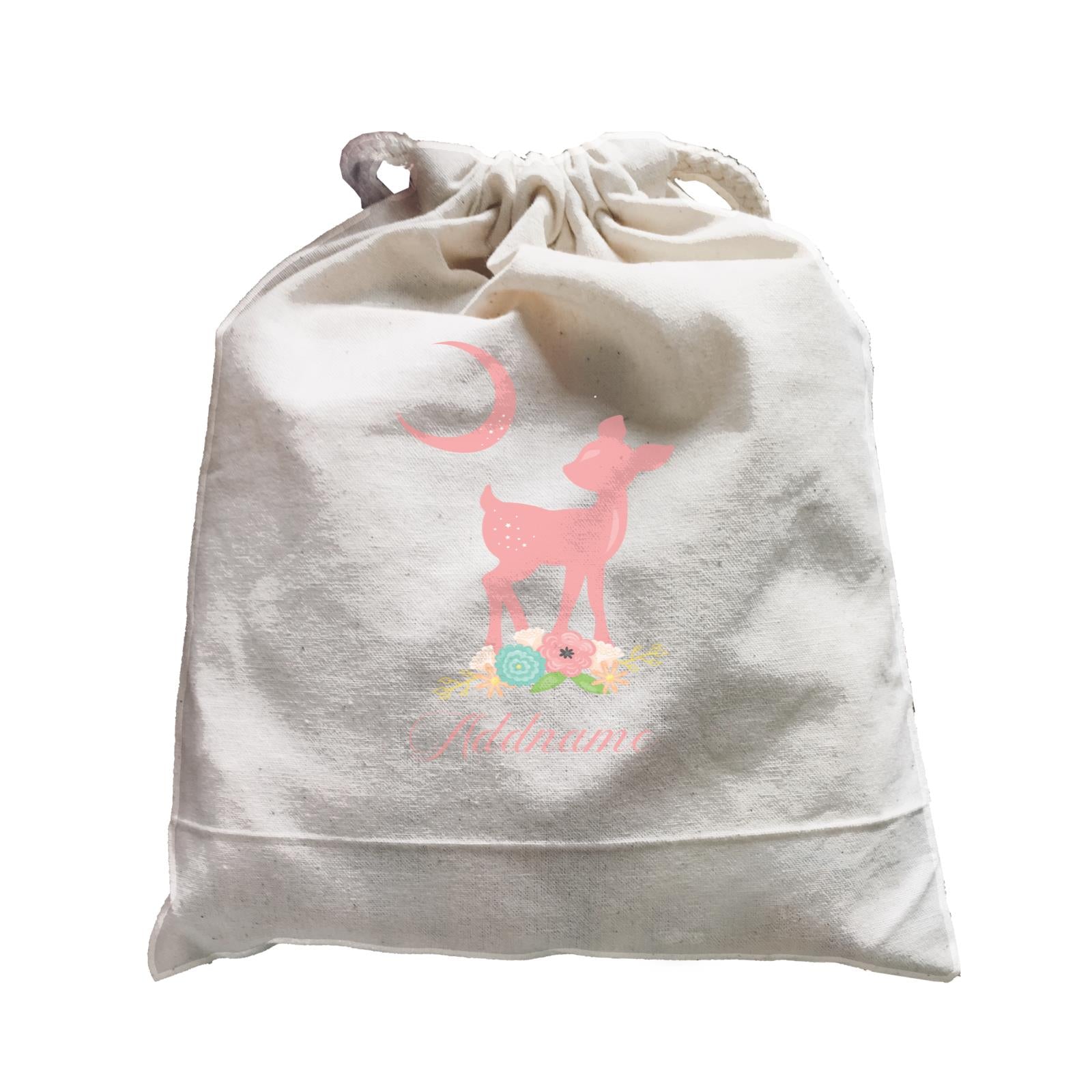 Basic Family Series Pastel Deer Pink Fawn With Flower Addname Satchel