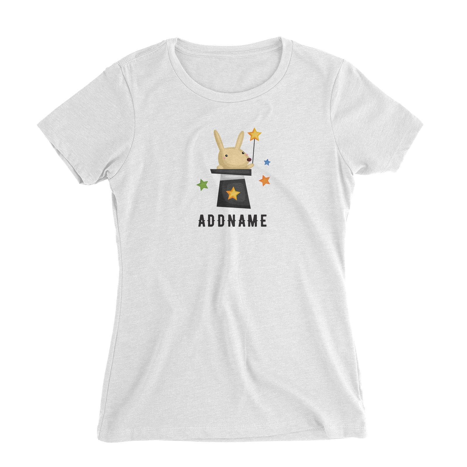 Birthday Circus Magicial Rabbit In Magic Hat Addname Women's Slim Fit T-Shirt
