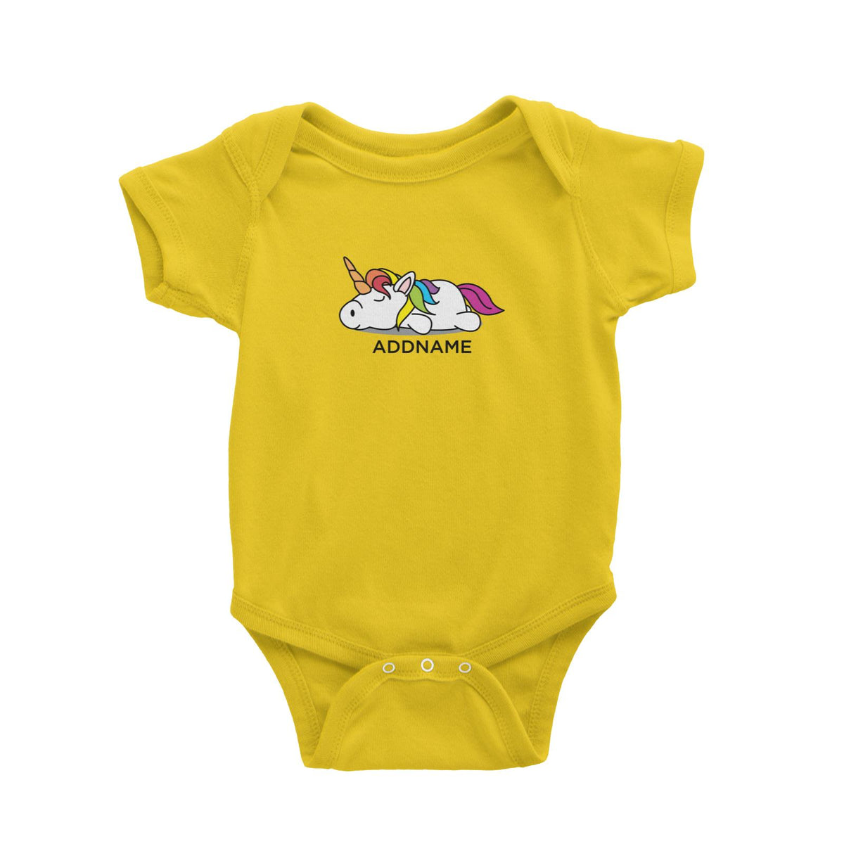 Lazy Colourful Unicorn Addname Baby Romper