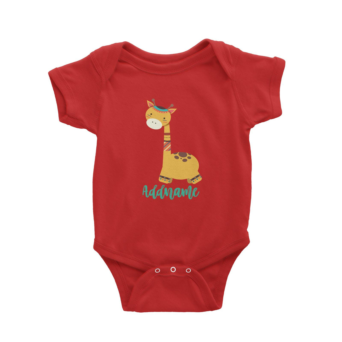 Animal Tribal Giraffe Addname Baby Romper