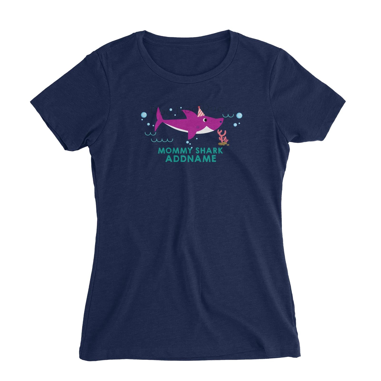 Mommy Shark Birthday Theme Addname Women's Slim Fit T-Shirt
