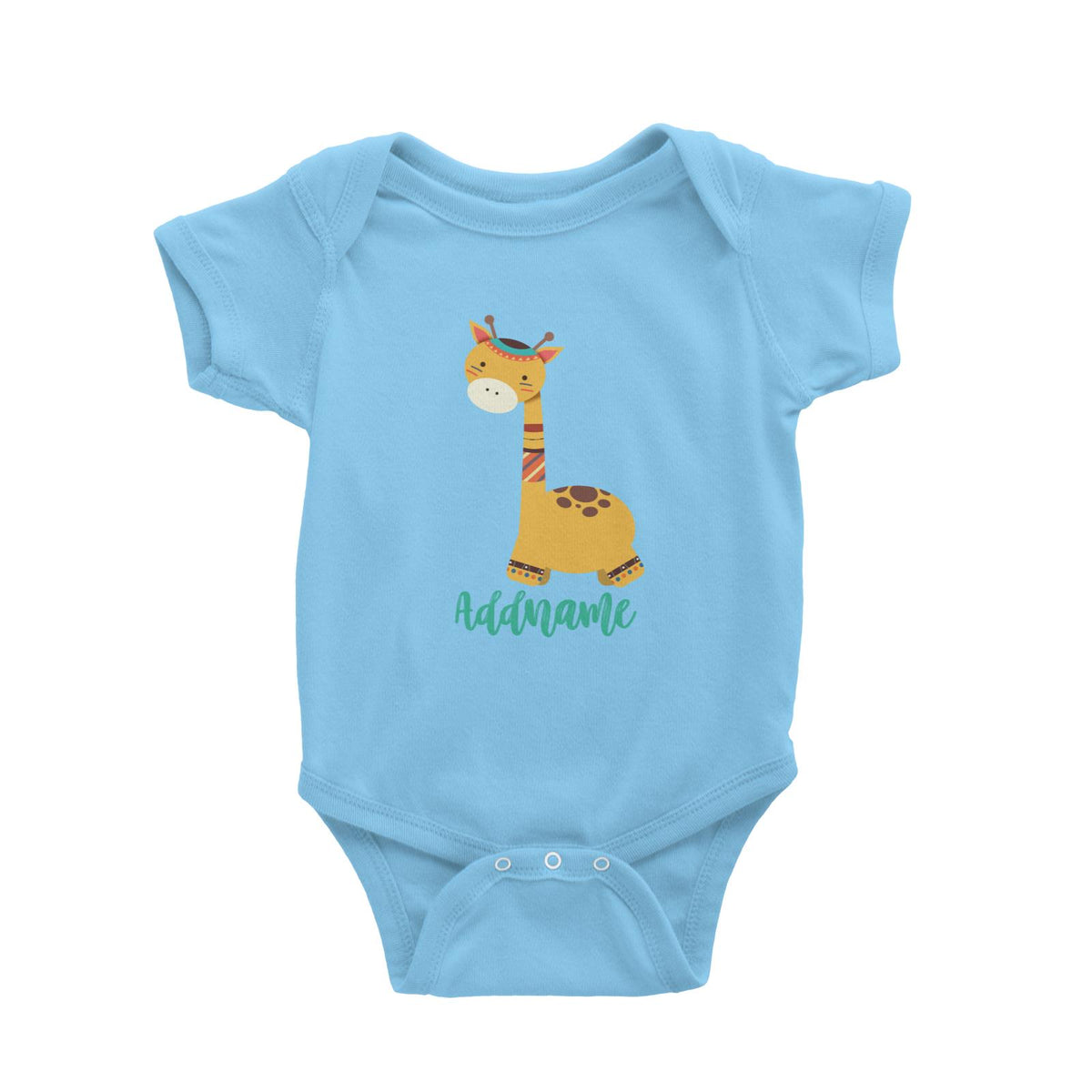 Animal Tribal Giraffe Addname Baby Romper