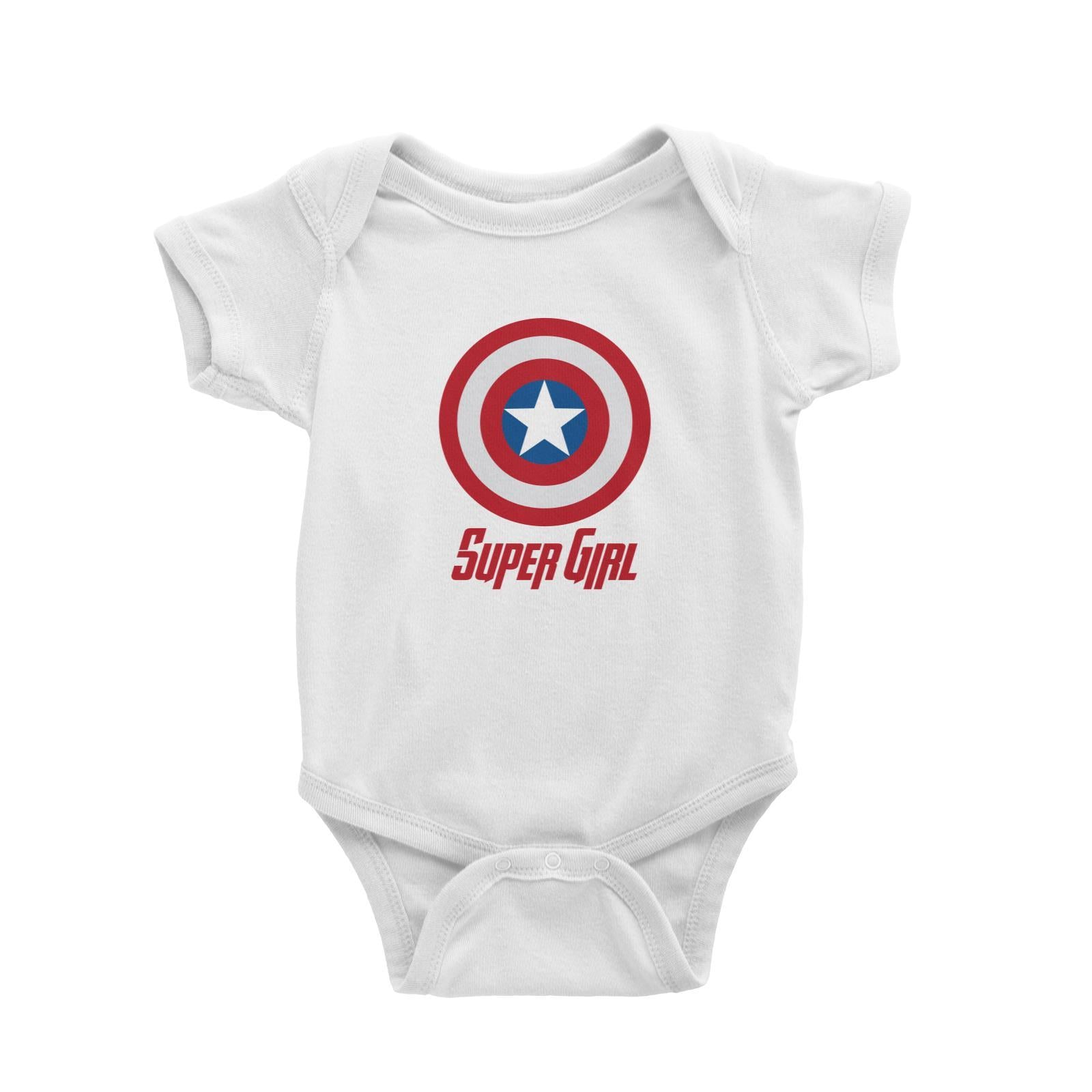 Superhero Shield Super Girl Baby Romper  Matching Family