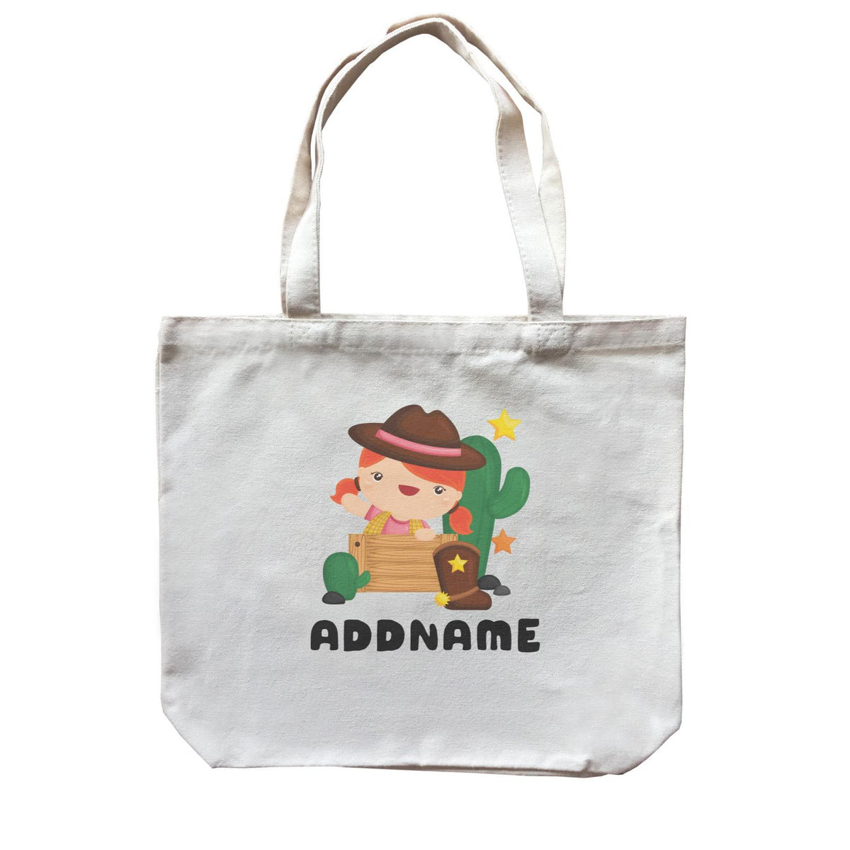Birthday Cowboy Style Little Cowboy Holding Hoe In Star Badge Addname Canvas Bag