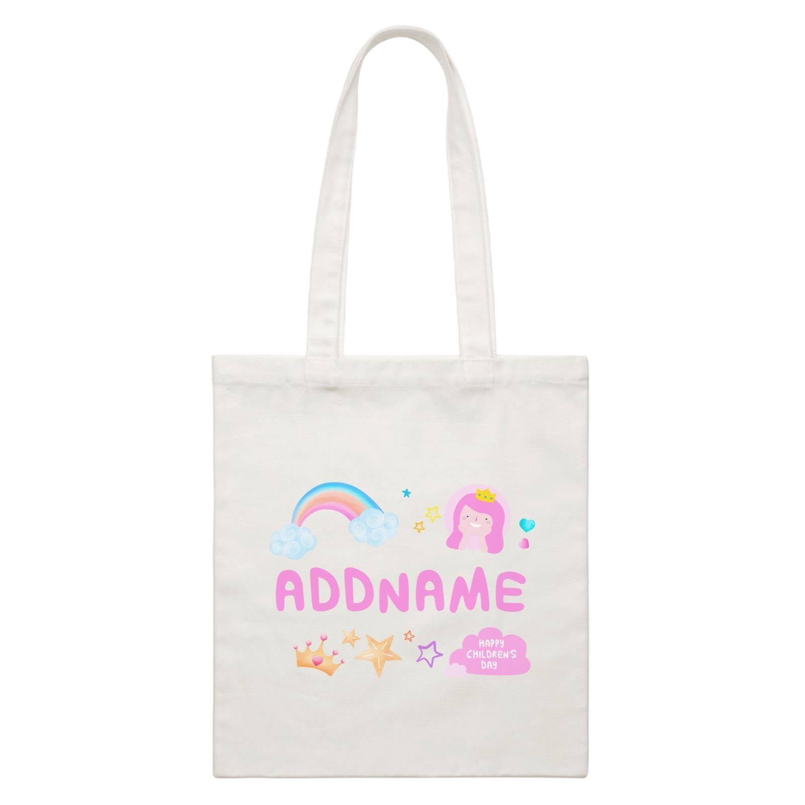 Children's Day Gift Series Cute Pink Girl Princess Rainbow Addname  Canvas Bag