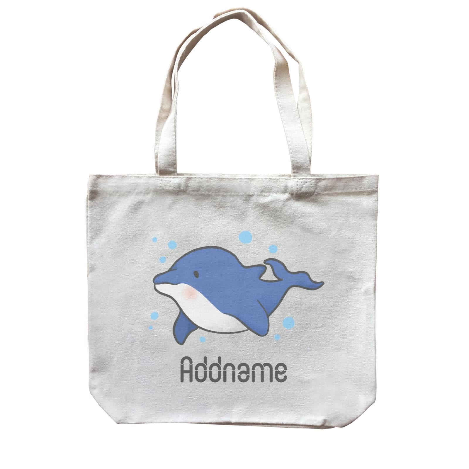 Cute Hand Drawn Style Dolphin Addname Canvas Bag