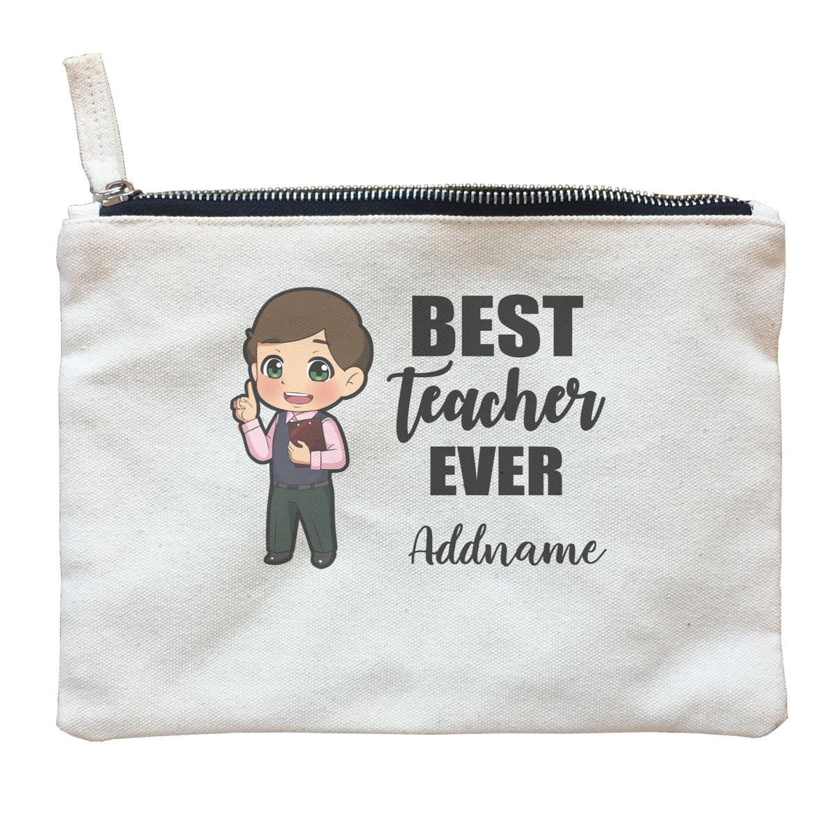Chibi Teachers Chinese Man Best Teacher Ever Addname Zipper Pouch