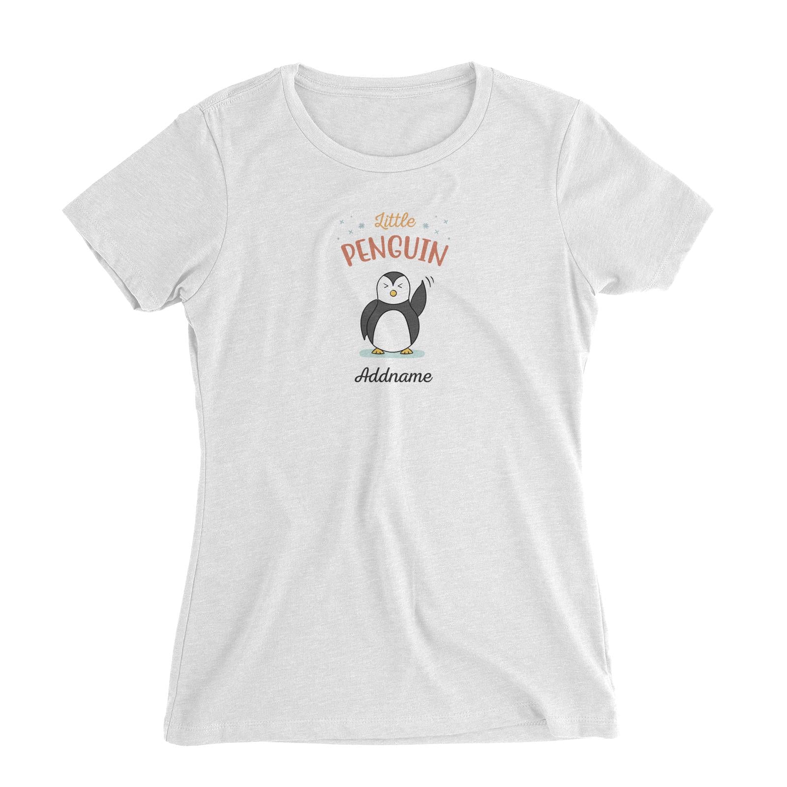 Penguin Family Little Penguin Happy Waving Hand Addname Women's Slim Fit T-Shirt