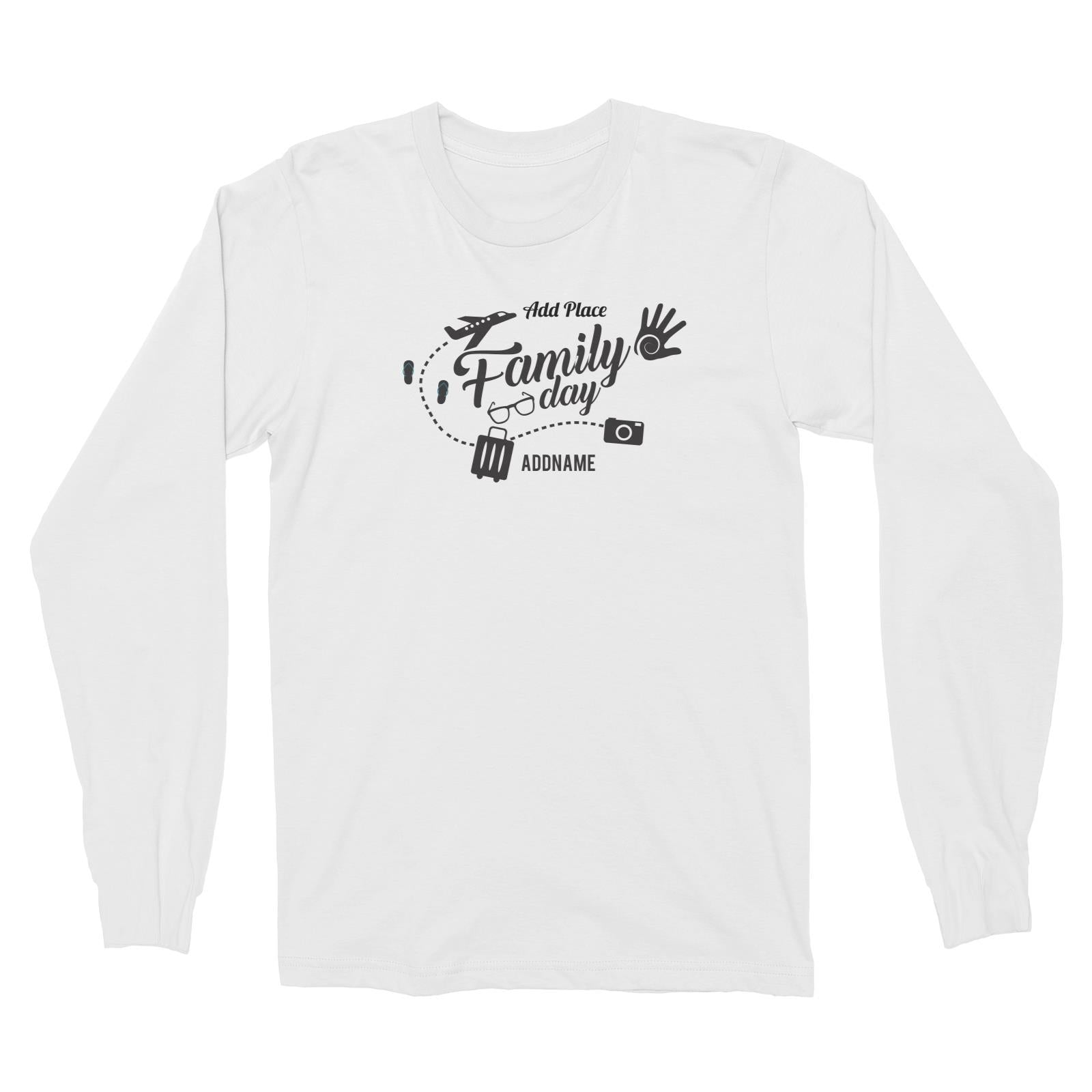 Family Day Flight Vacation Icon Family Day Addname And Add Place Long Sleeve Unisex T-Shirt
