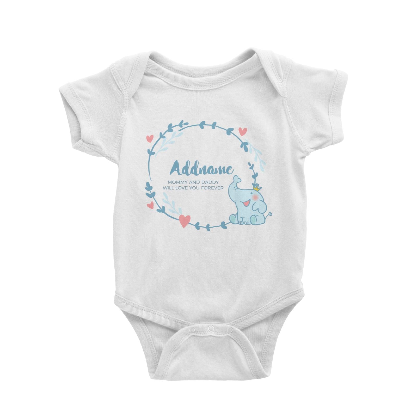 Cute Baby Blue Elephant Prince Personalizable with Name and Text Baby Romper