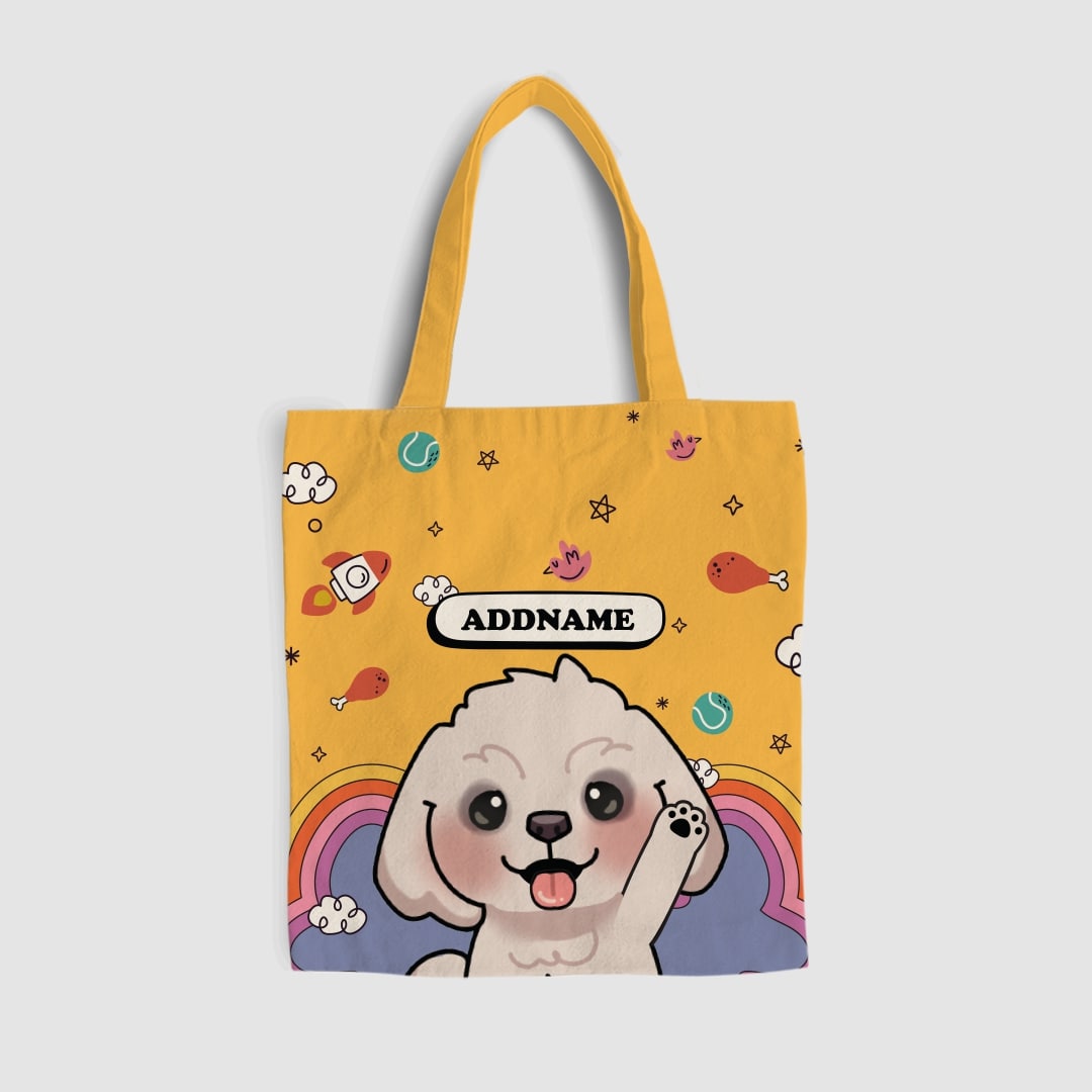 Paw Print Series Full Print Tote Bag - Maltese