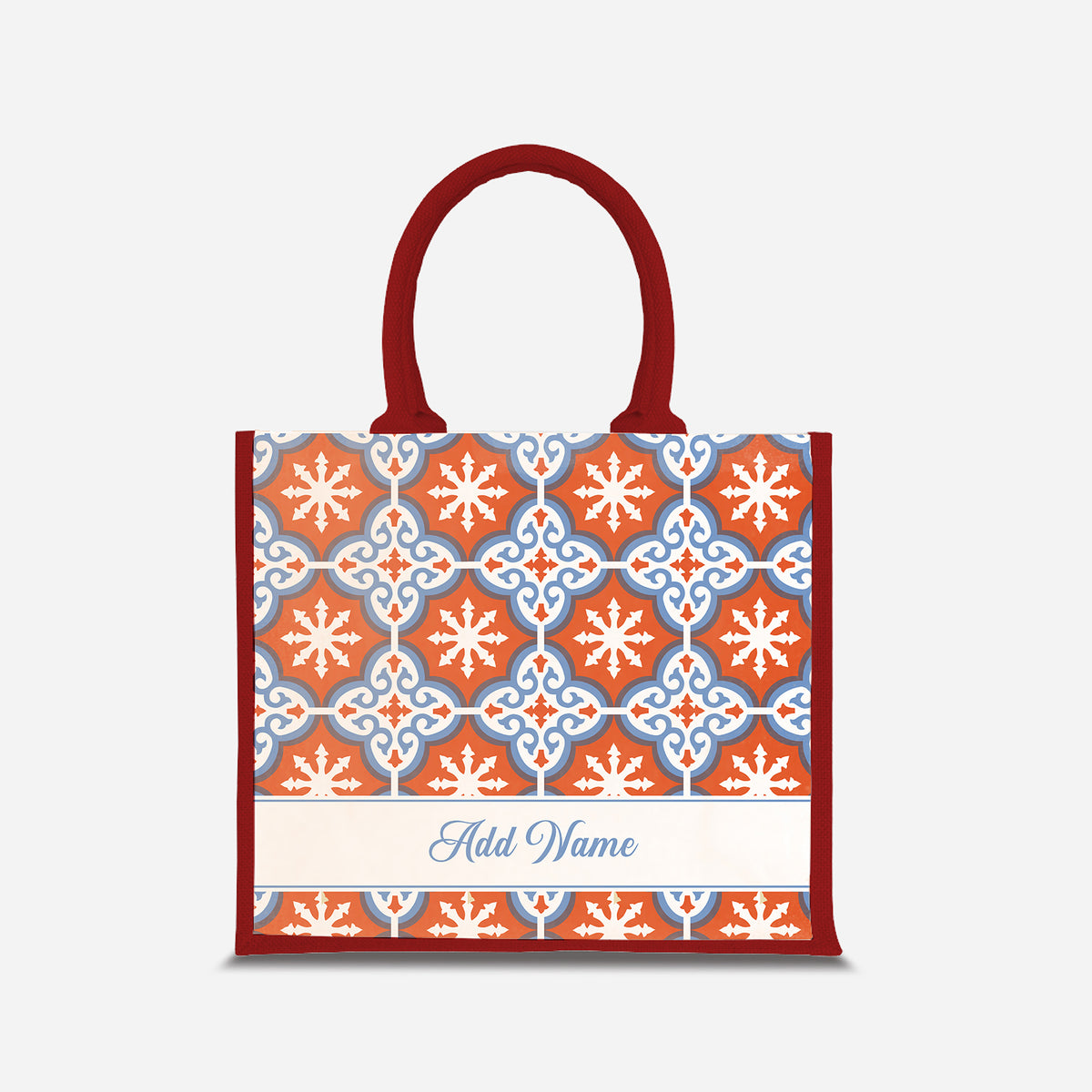 Moroccan Series Half Lining Jute Bag - Cherqi Red