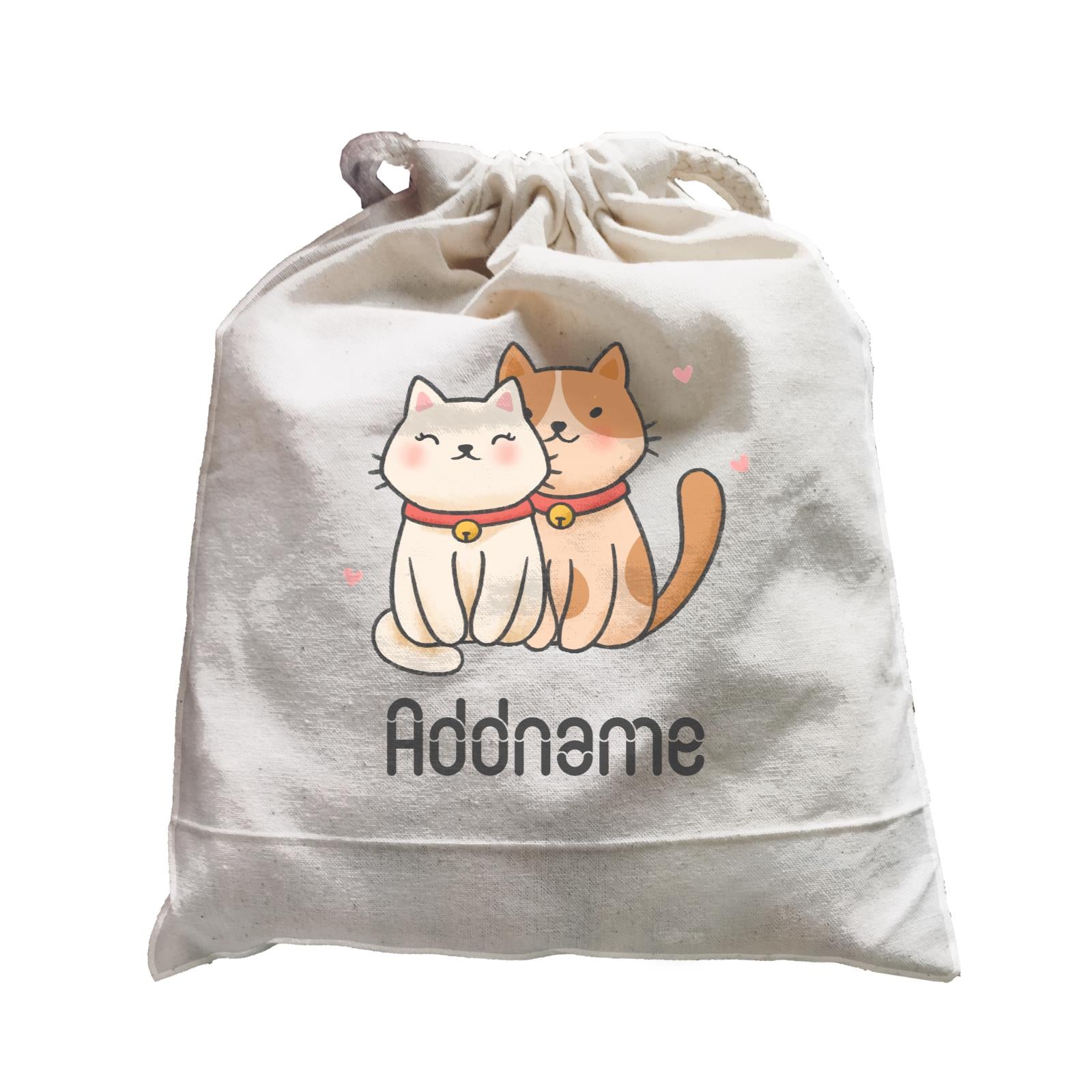 Cute Hand Drawn Style Couple Cat Addname Satchel