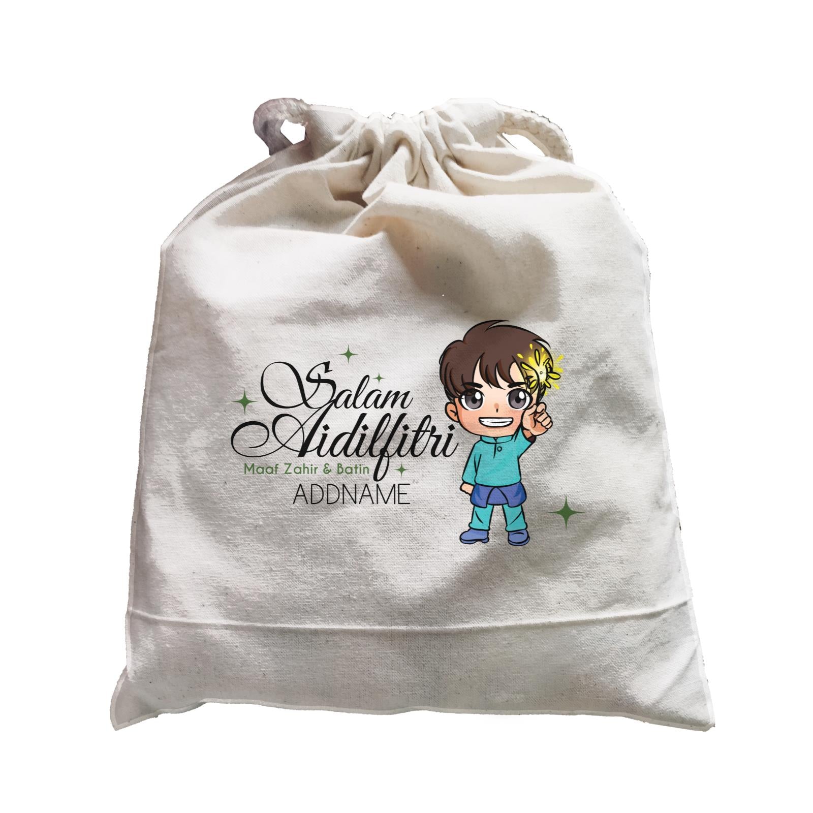 Raya Chibi Wishes Little Boy Addname Wishes Everyone Salam Aidilfitri Maaf Zahir & Batin Accessories Satchel