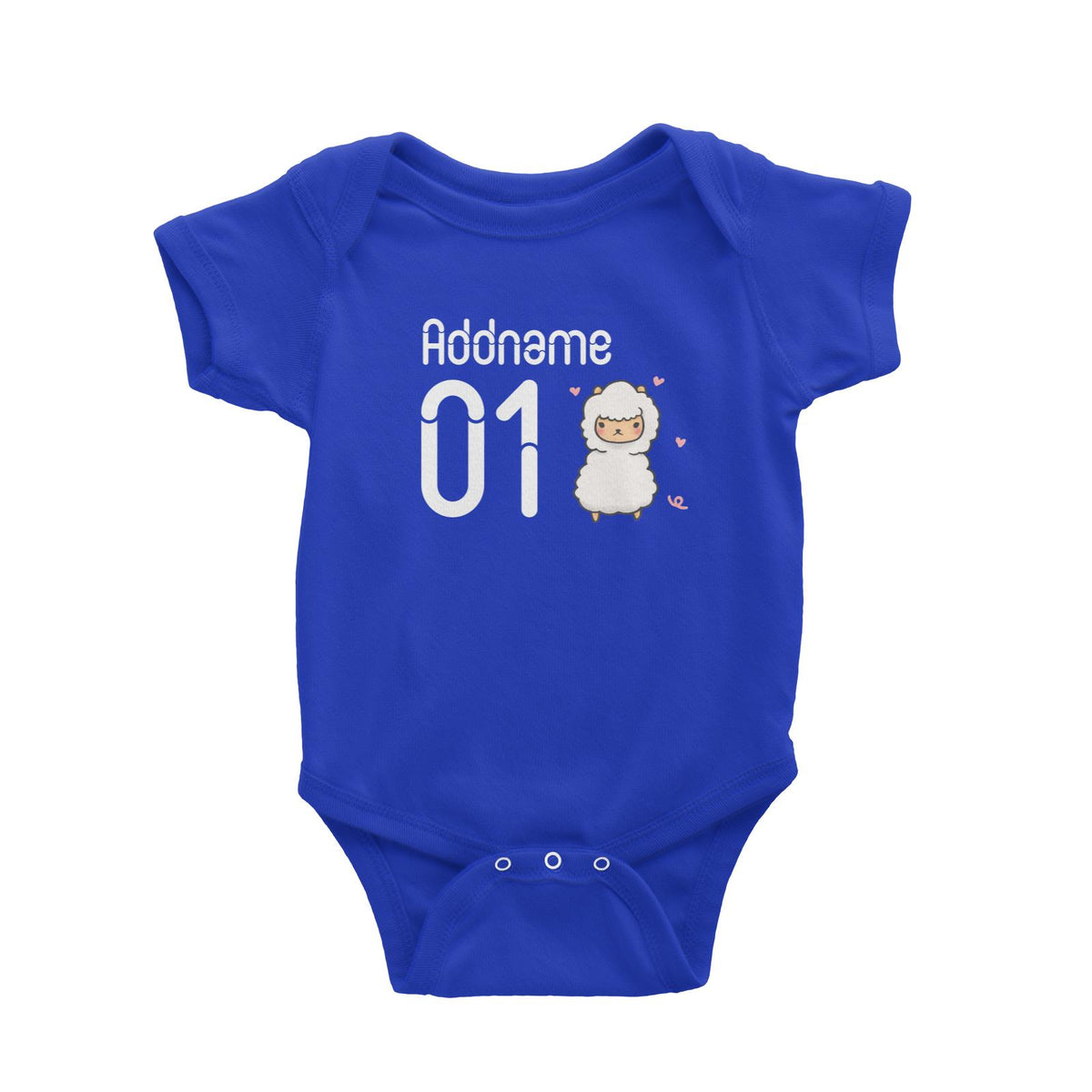 Name and Number Cute Hand Drawn Style Alpaca Baby Romper