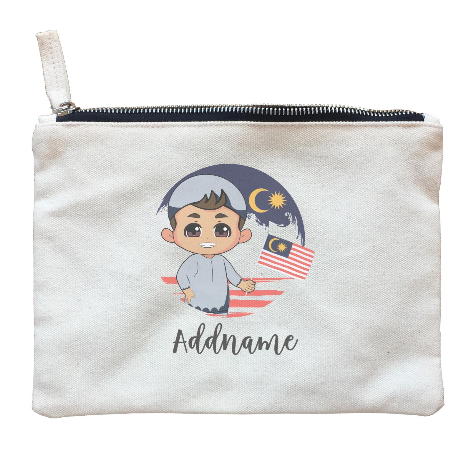 Merdeka Series Round Flag Malay Boy Addname Zipper Pouch