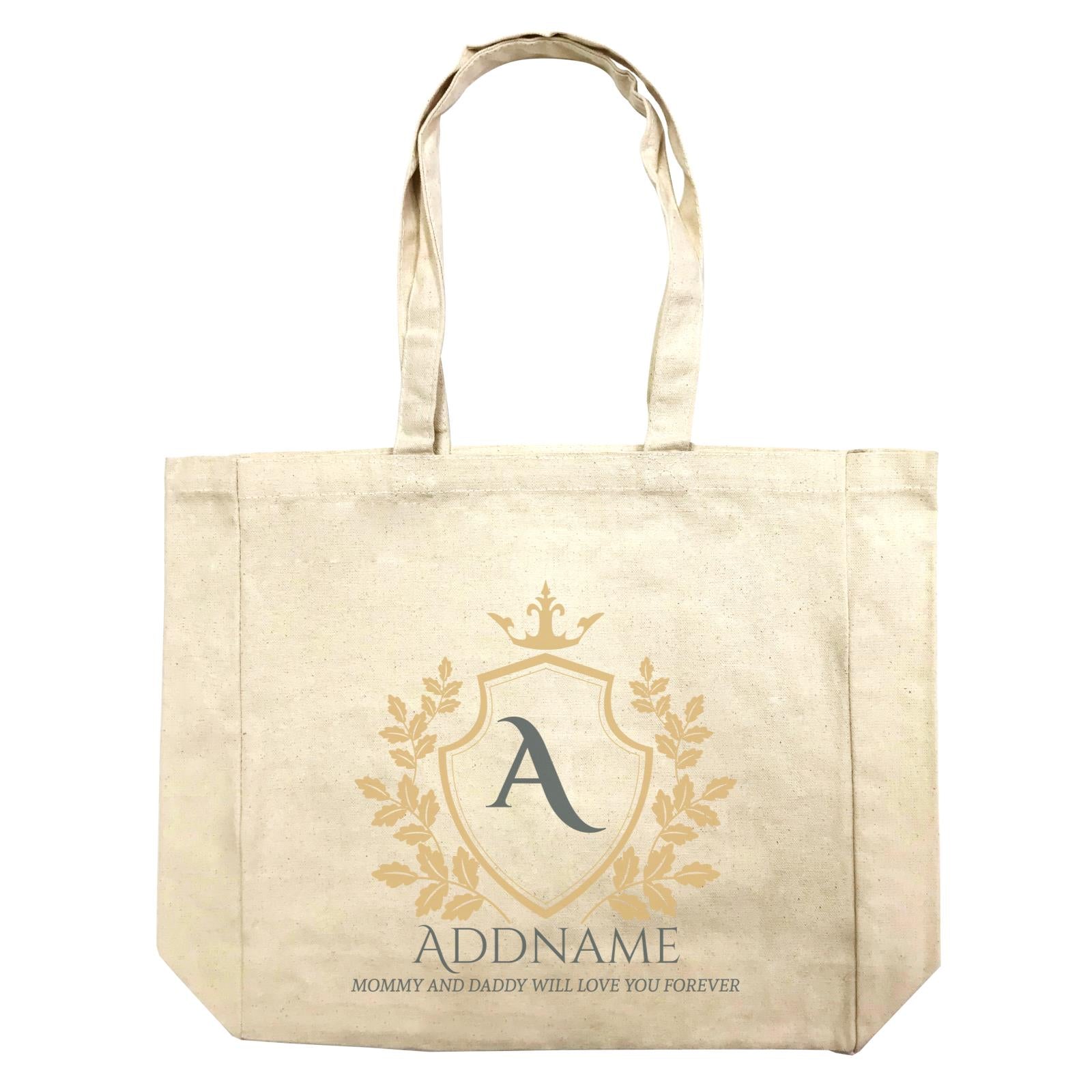 Royal Emblem Logo with Crown 2 Personalizable with Initial Name and Text Shopping Bag
