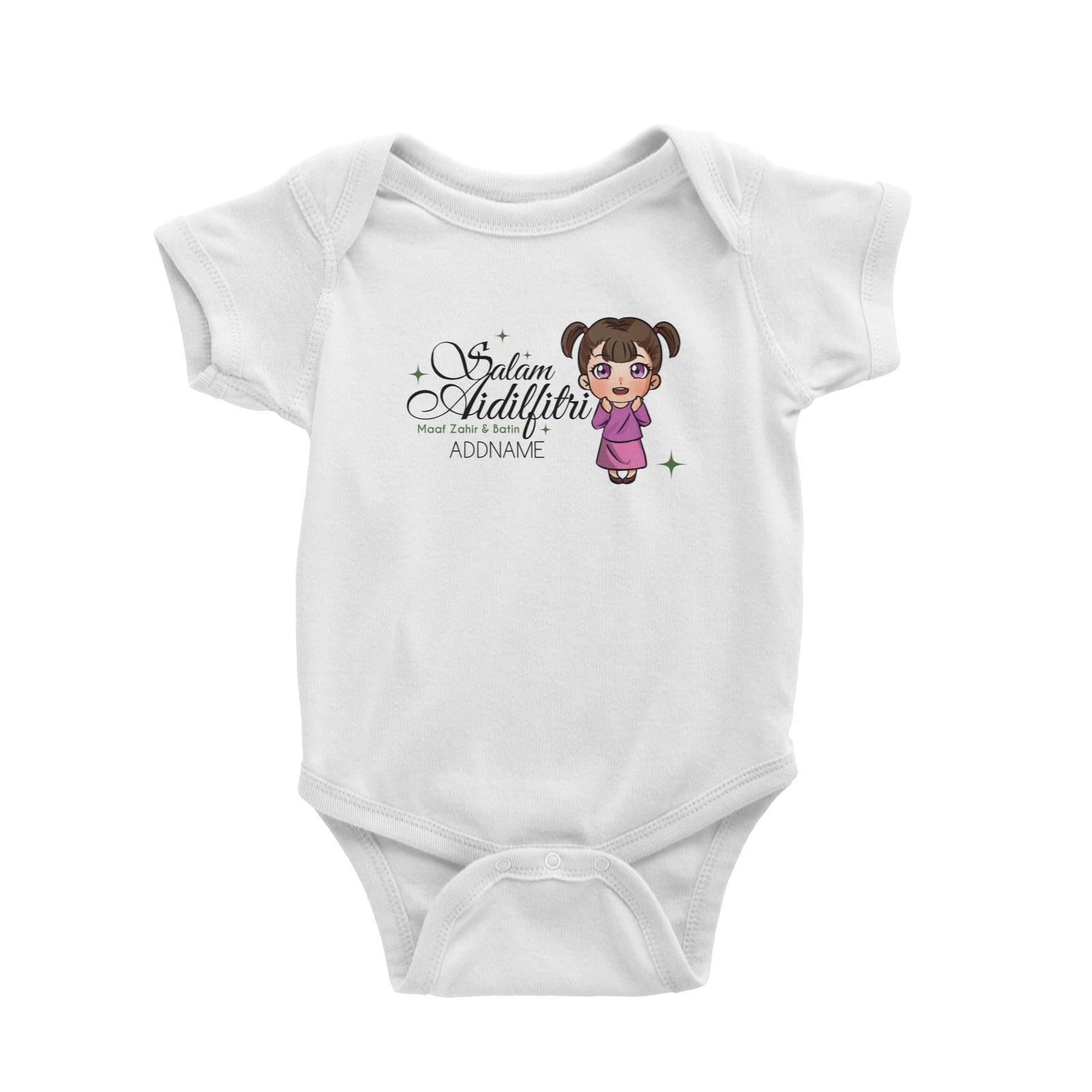 Raya Chibi Wishes Little Girl Addname Wishes Everyone Salam Aidilfitri Maaf Zahir & Batin Baby Rompers