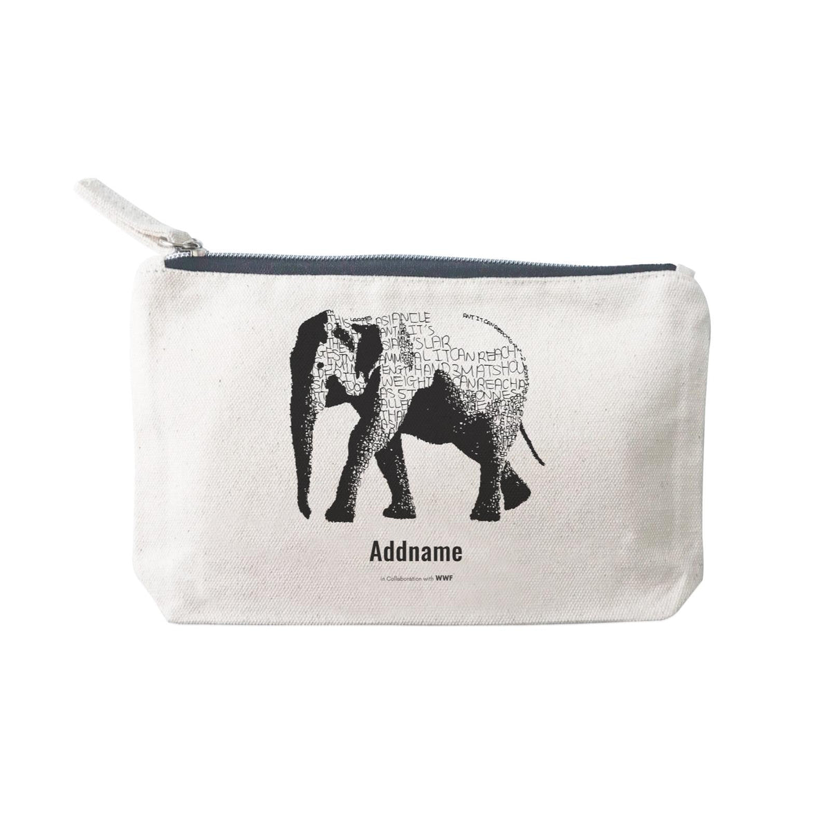 Hand Written Animals Asiatic Elephant By ArtC Addname Mini Accessories Stationery Pouch 2