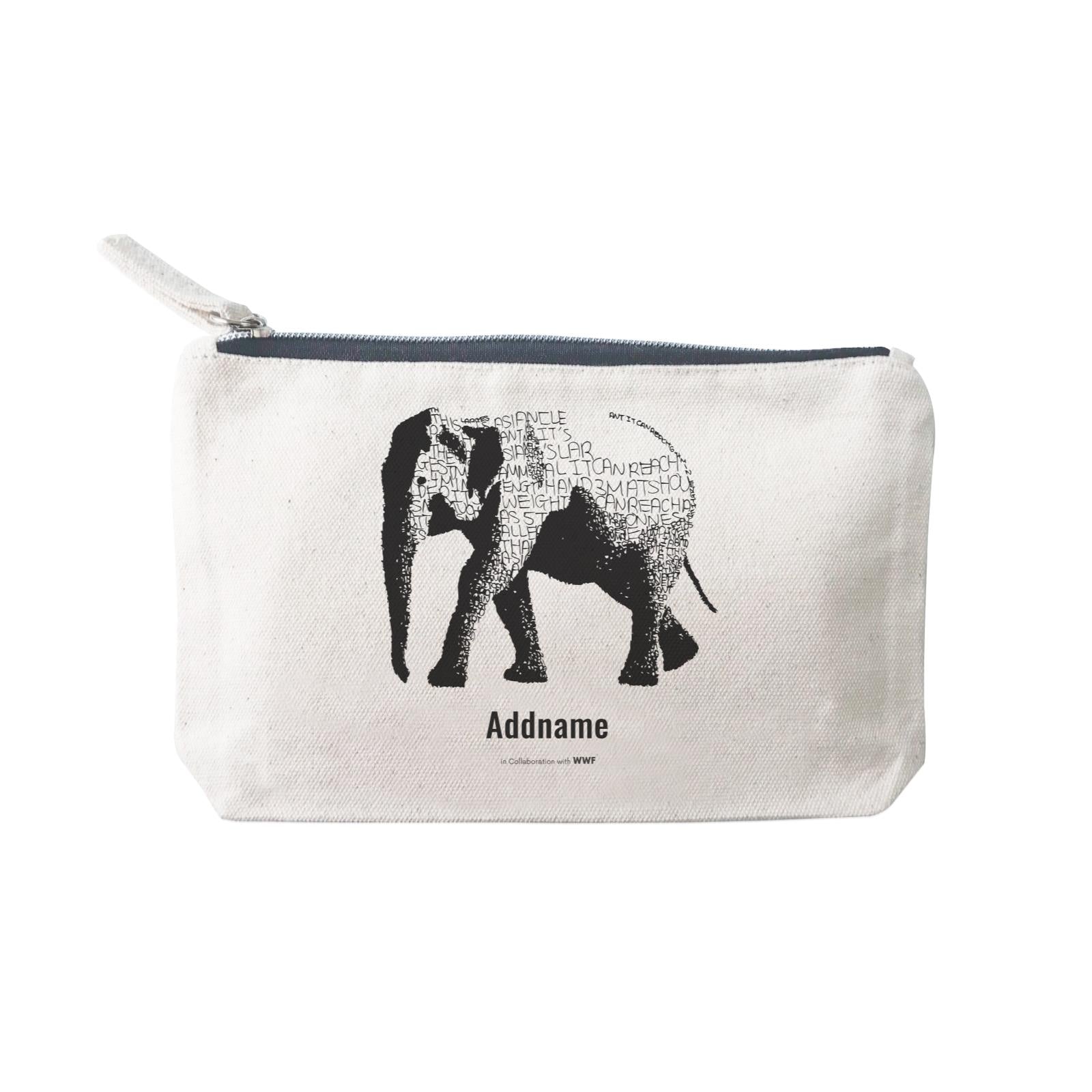 Hand Written Animals Asiatic Elephant By ArtC Addname Mini Accessories Stationery Pouch 2