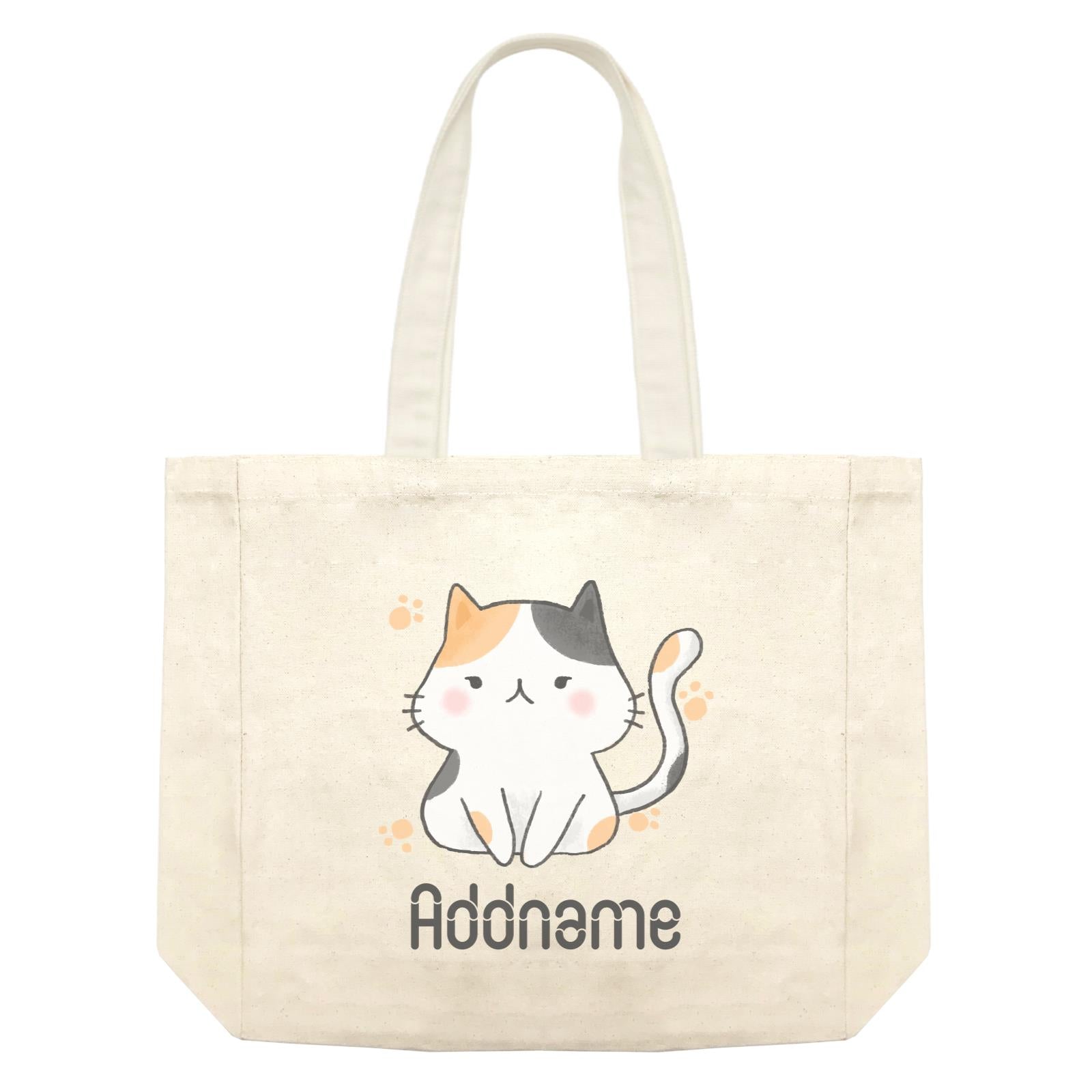 Cute Hand Drawn Style Cat Addname Shopping Bag