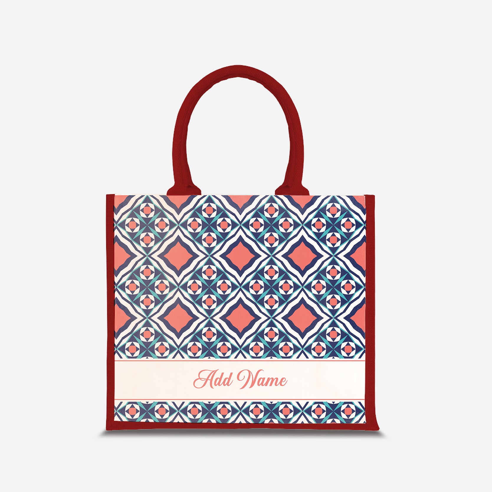 Moroccan Series Half Lining Jute Bag - Chihab Red