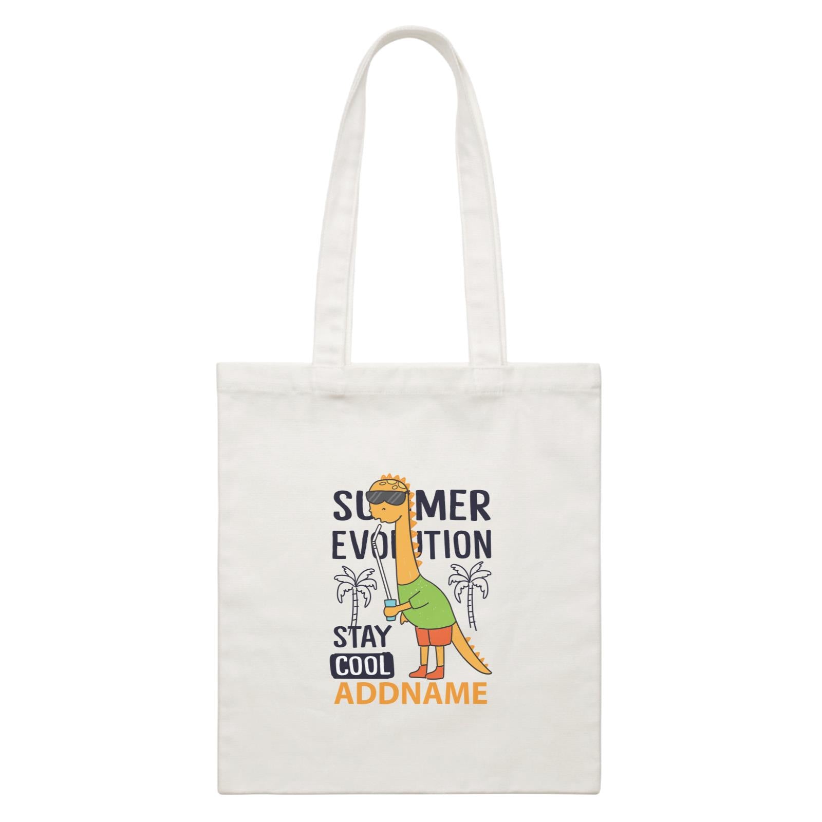 Cool Cute Dinosaur Summer Evolution Stay Cool Addname White Canvas Bag