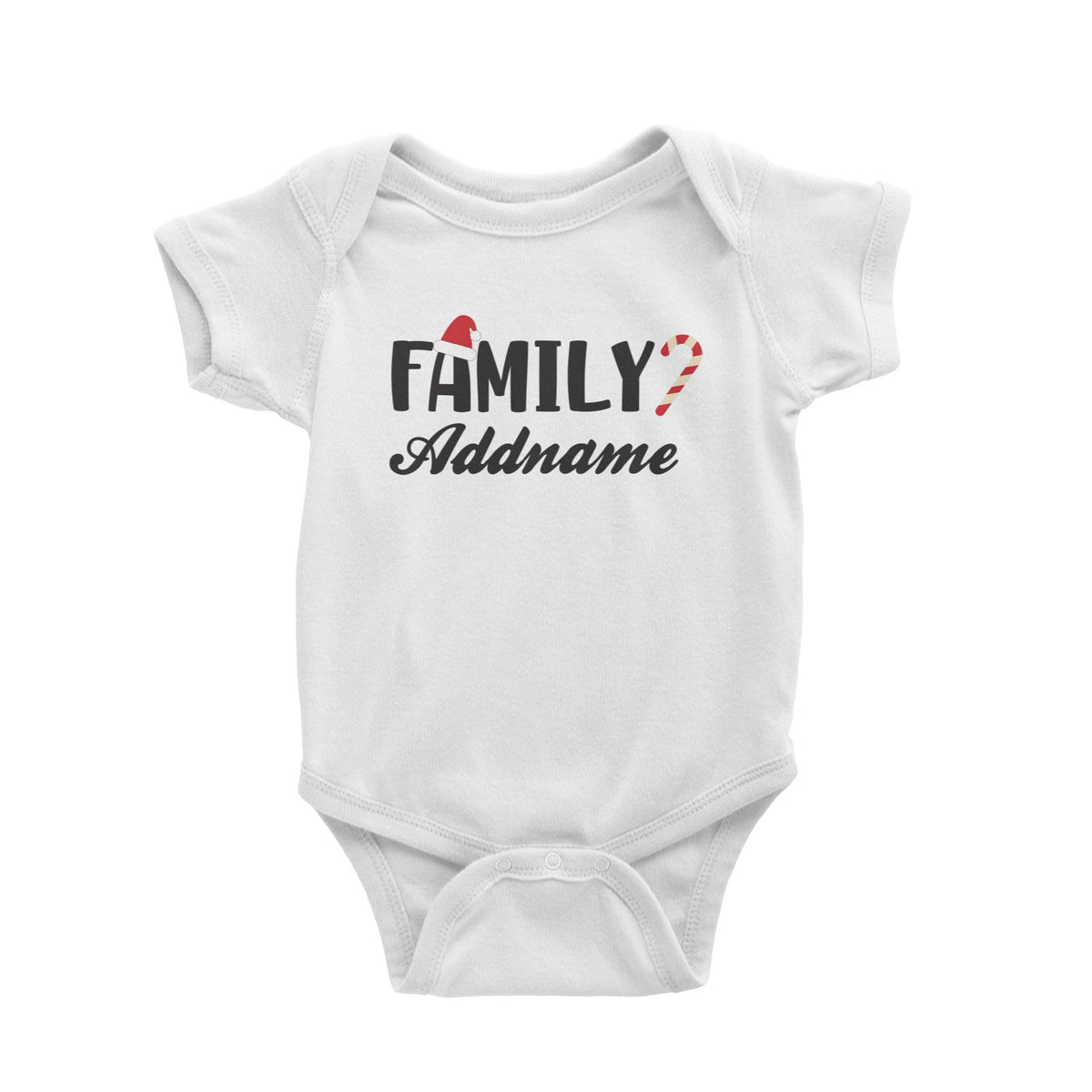 Christmas Series Family Addname with Santa Hat and Candy Cane Baby Romper