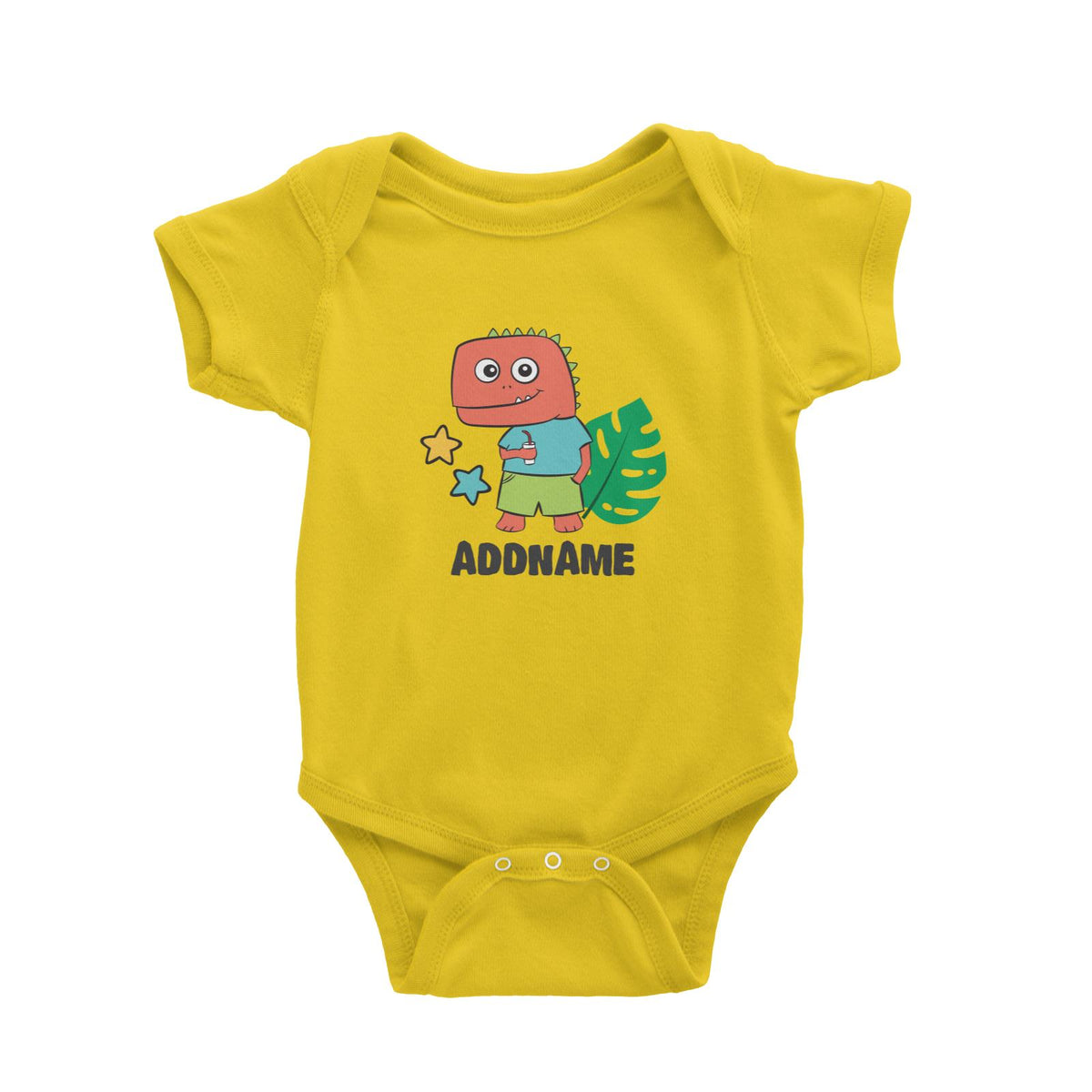 Super Cute Dinosaur Holding Drink Baby Romper