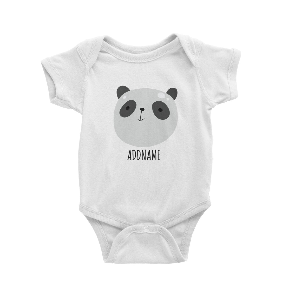 Panda Head White White Baby Romper
