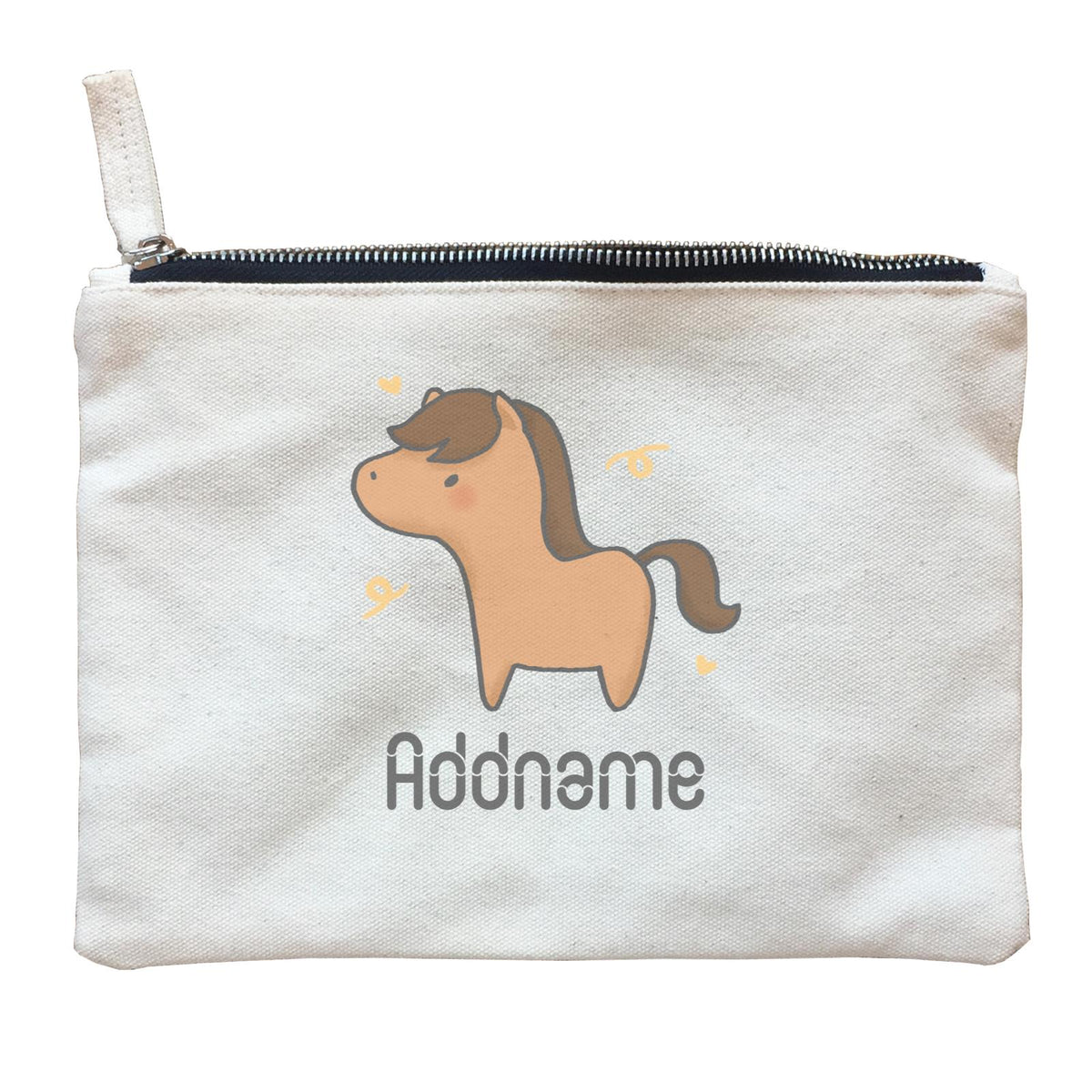 Cute Hand Drawn Style Horse Addname Zipper Pouch