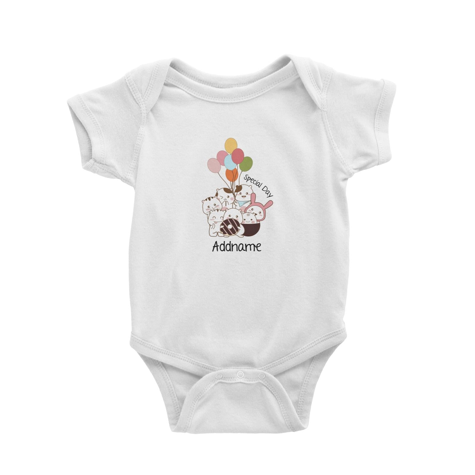 Cute Animals And Friends Series Cute Hamster Special Day Addname Baby Romper
