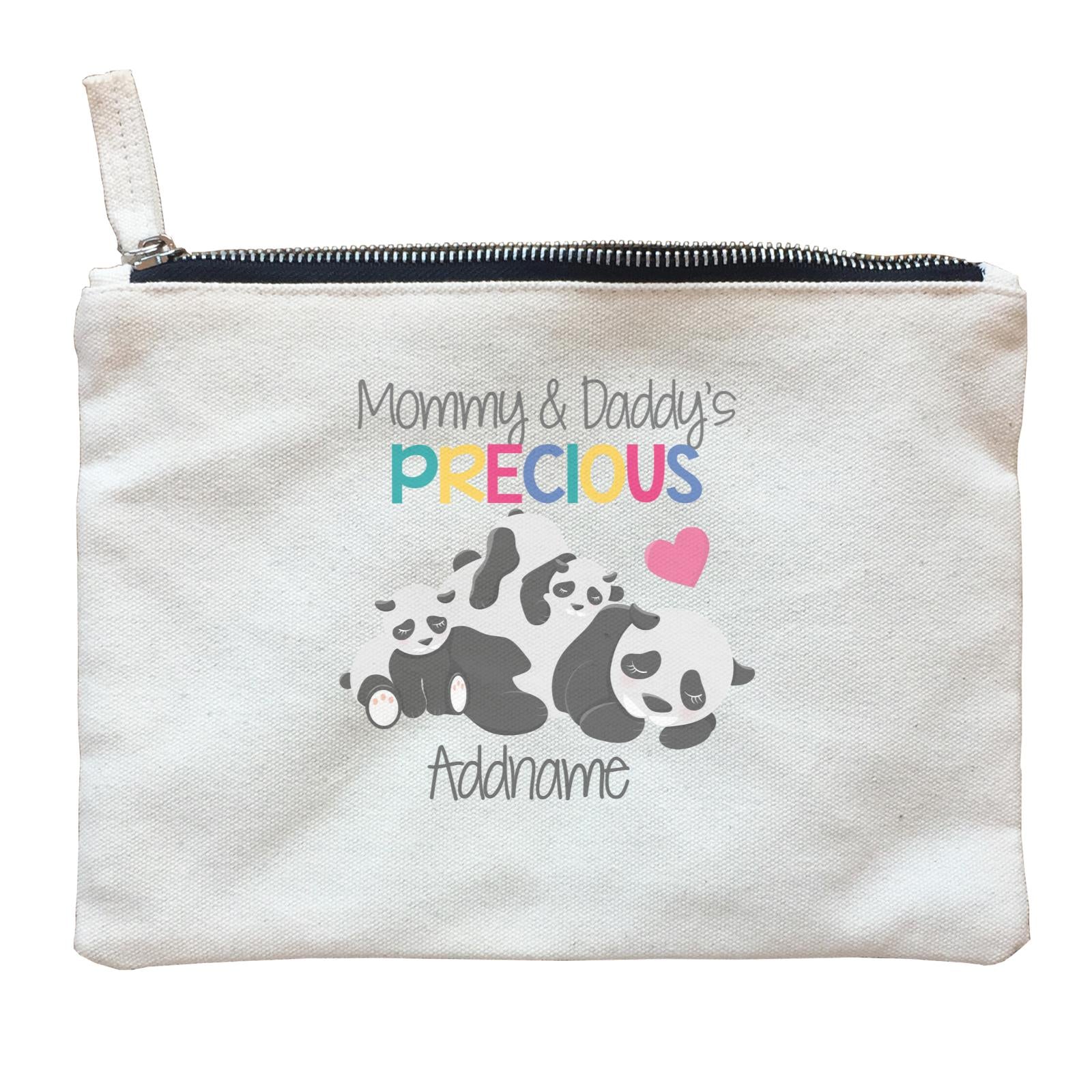 Animal & Loved Ones Mommy & Daddy's Precious Panda Family Addname Zipper Pouch