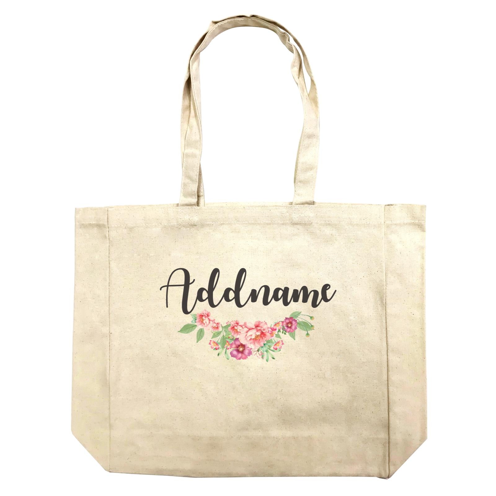 Floral Sweet Coral Flower Addname Shopping Bag