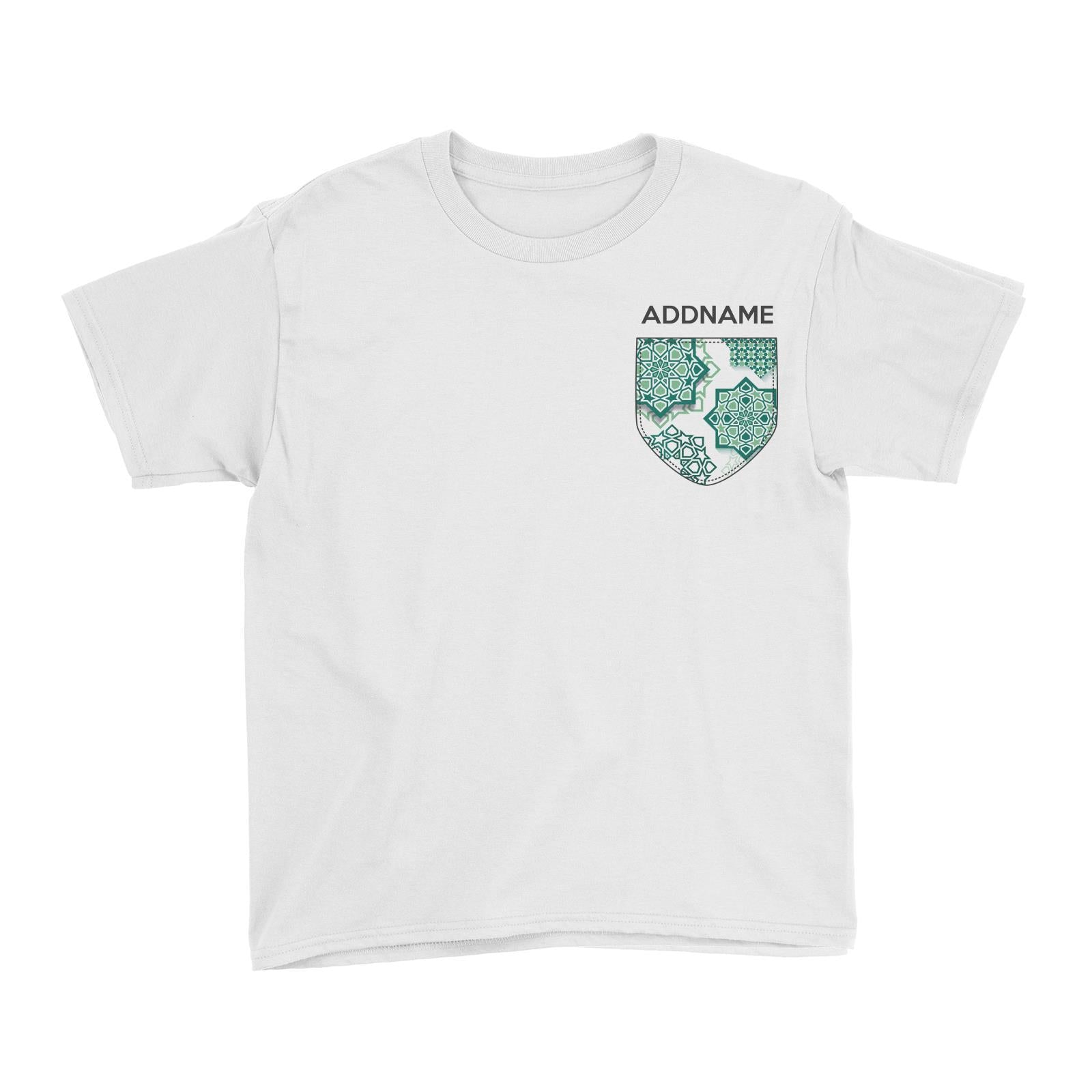 Raya Pocket Green Islamic Geomatric Addname Kid's T-Shirts
