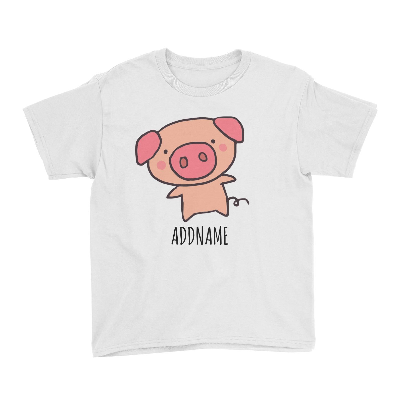 Cartoon Kawaii Pig Doodle White White Kid's T-Shirt  Matching Family Personalizable Designs