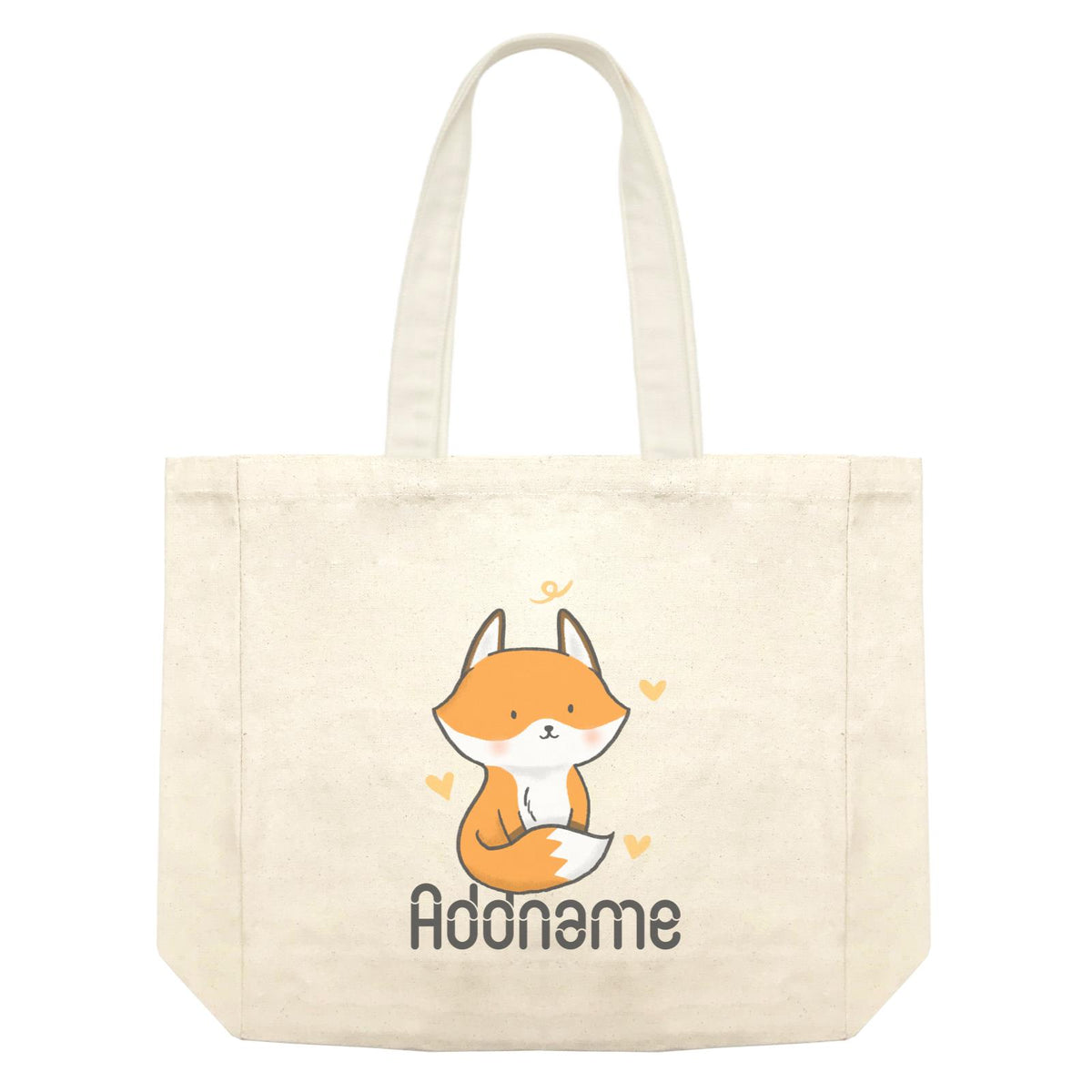 Cute Hand Drawn Style Fox Addname Shopping Bag