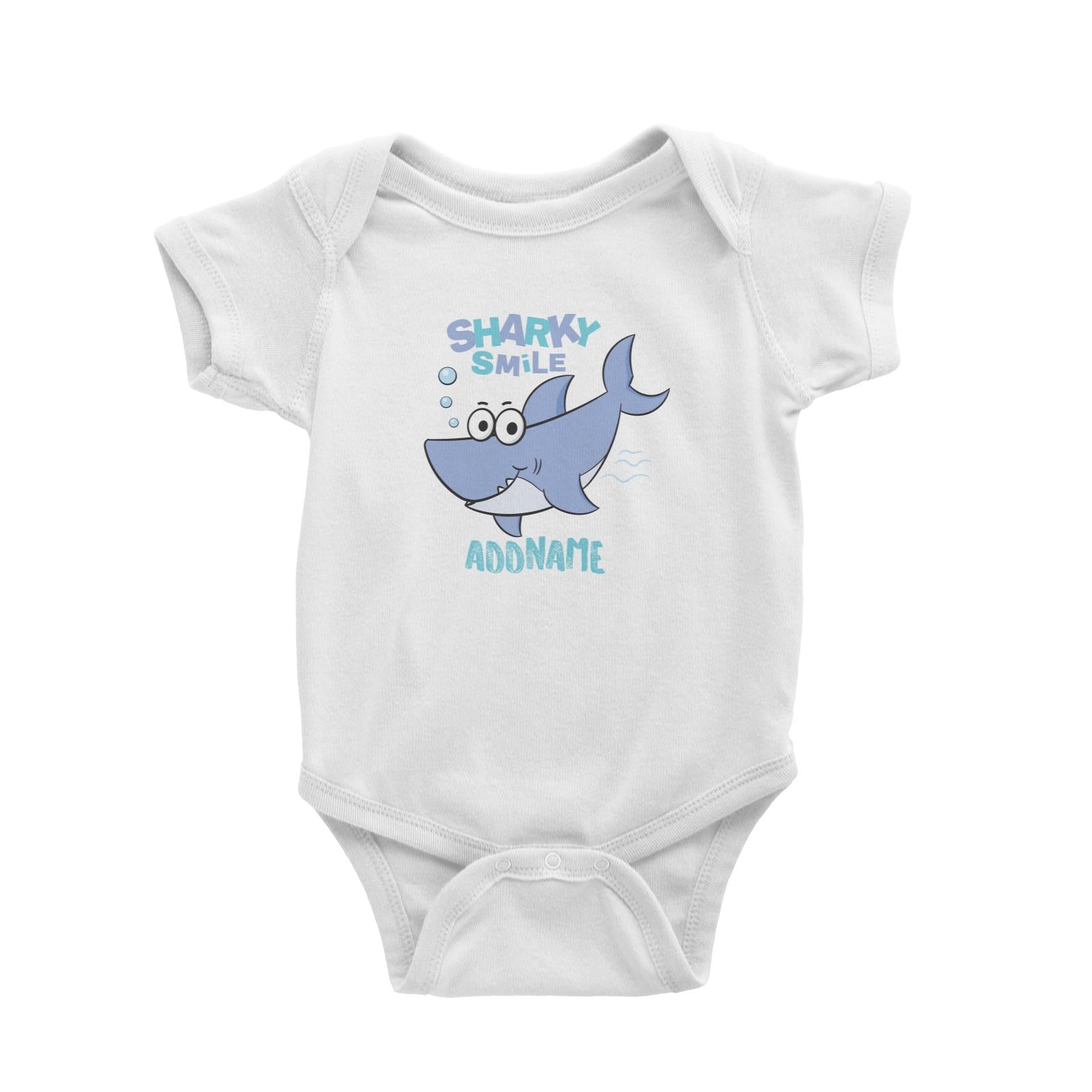 Cool Cute Sea Animals Sharky Smile Addname Baby Romper