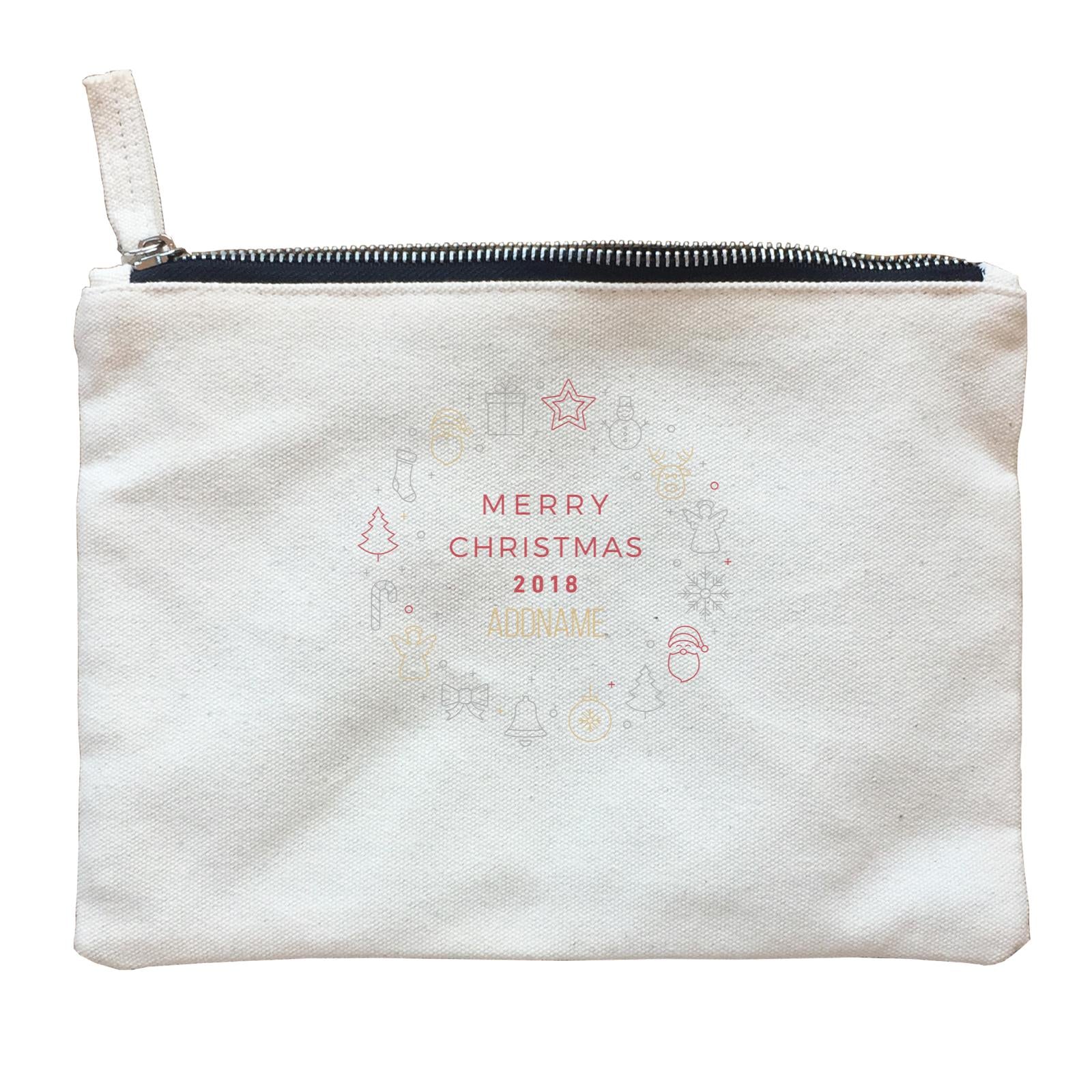 Christmas Minimalist Frame 2018 Addname Zipper Pouch