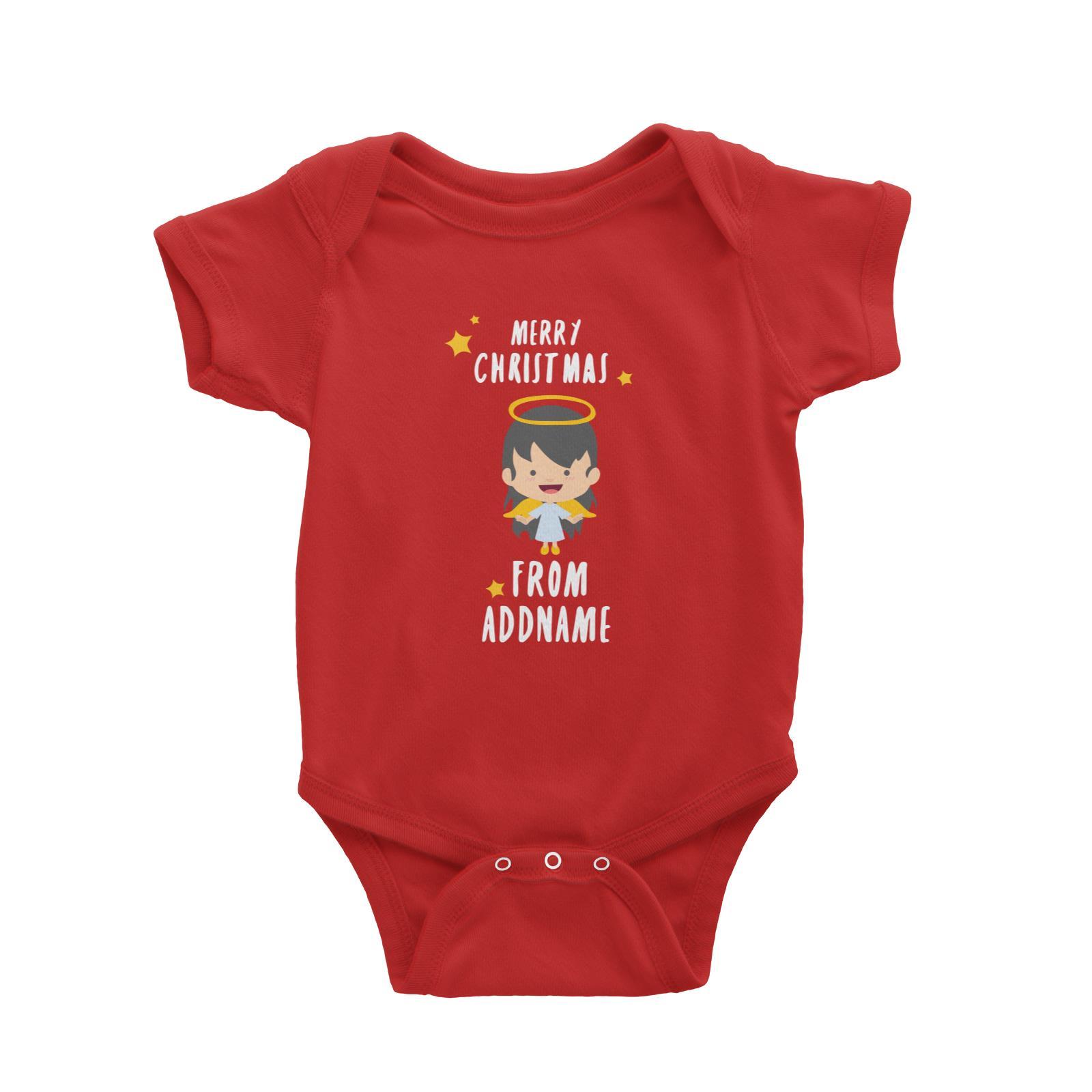 Cute Girl Angel Merry Christmas Addname Baby Romper  Personalizable Designs Matching Family