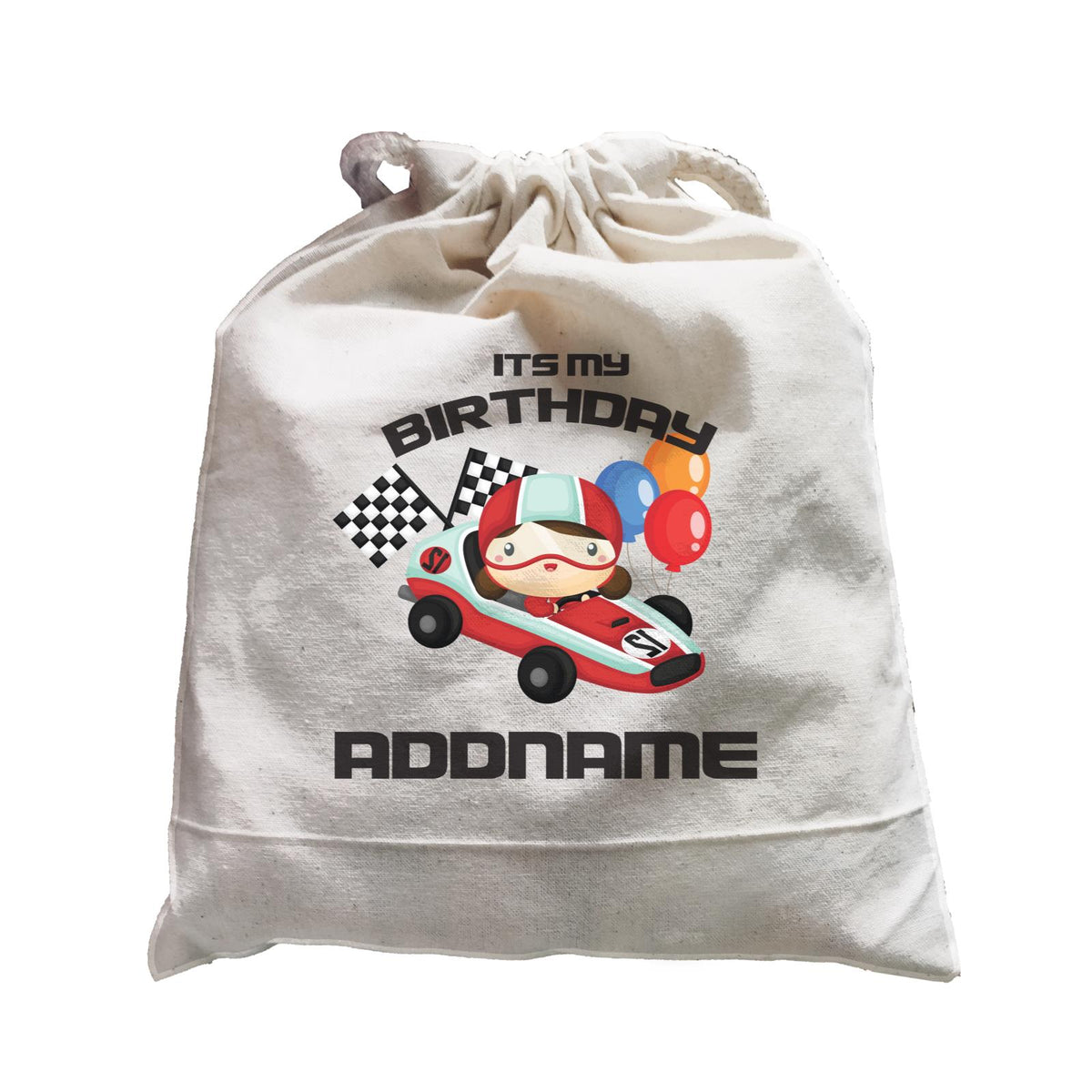 Birthday Cars Race Racer Girl With Racing Cars Its My Birthday Addname Satchel