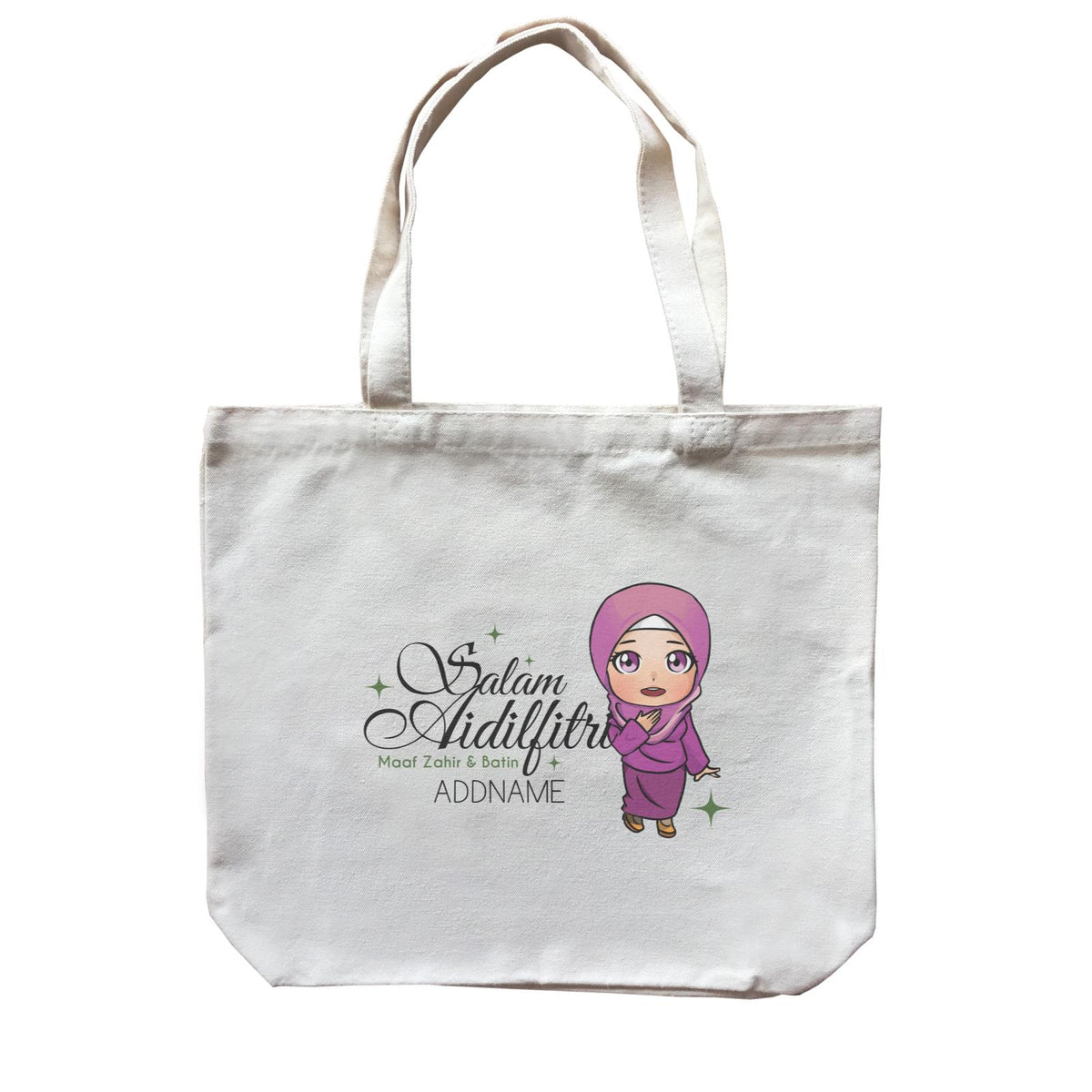 Raya Chibi Wishes Woman Addname Wishes Everyone Salam Aidilfitri Maaf Zahir &amp; Batin Accessories Canvas Bag