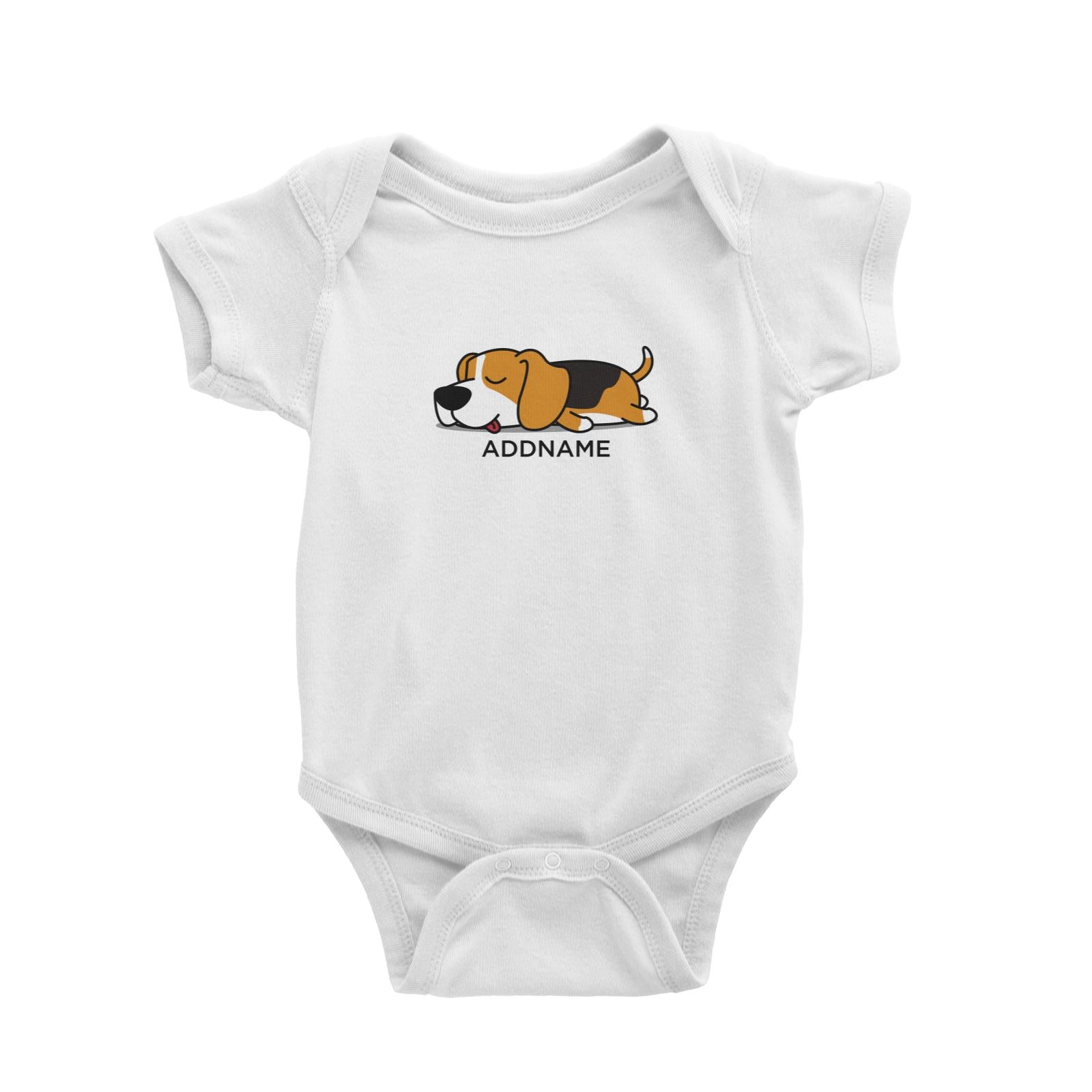 Lazy Beagle Dog Addname Baby Romper