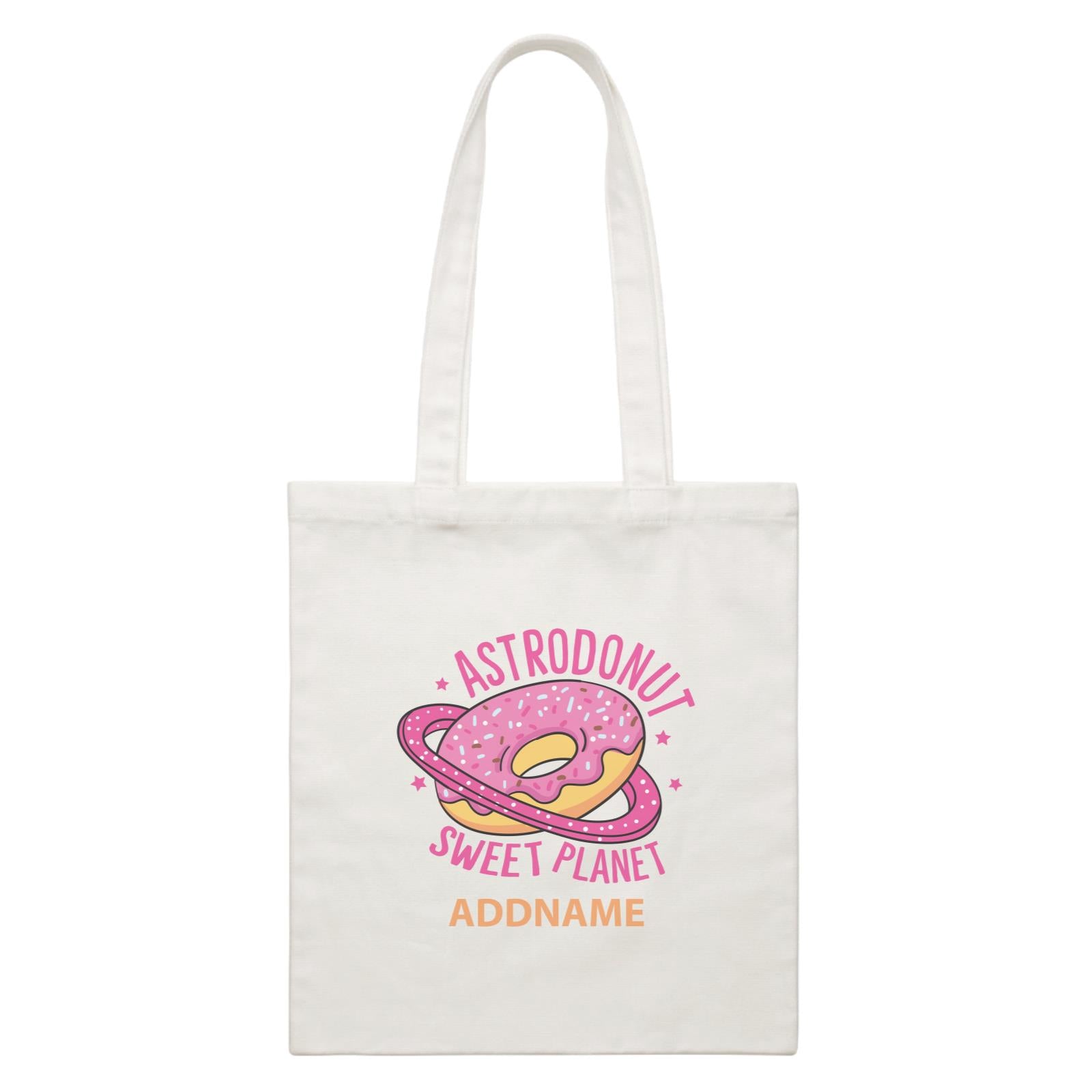 Cool Cute Foods Astrodonut Sweet Planet Addname White Canvas Bag