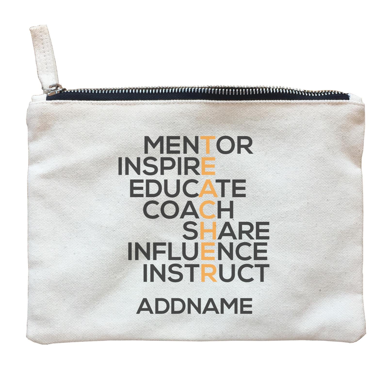 Teacher Quotes 2 Teacher Share Influence Instruct Addname Zipper Pouch